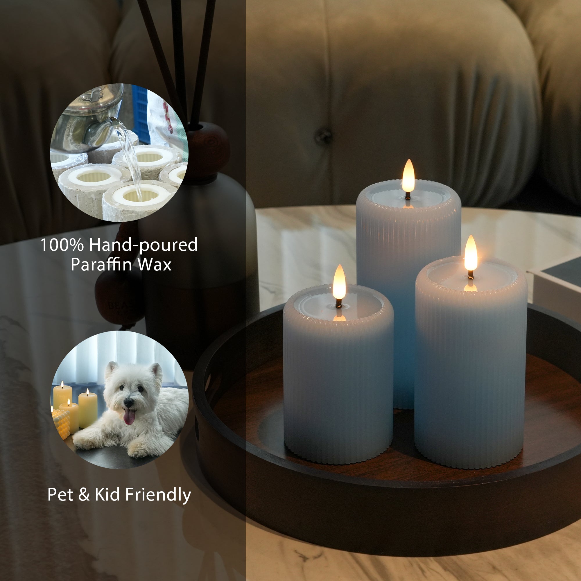 Fluted Pillar Candles – Set of 3