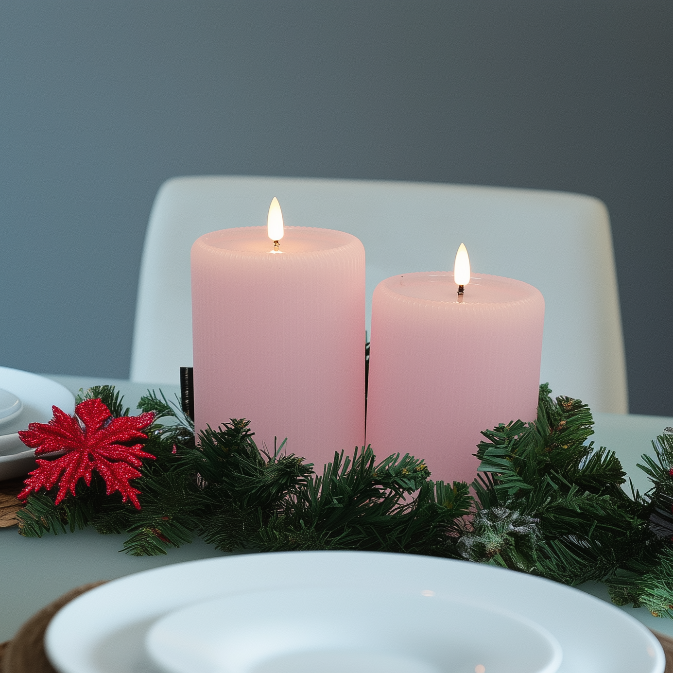 Pink Fluted Pillars 4" W – Set of 2