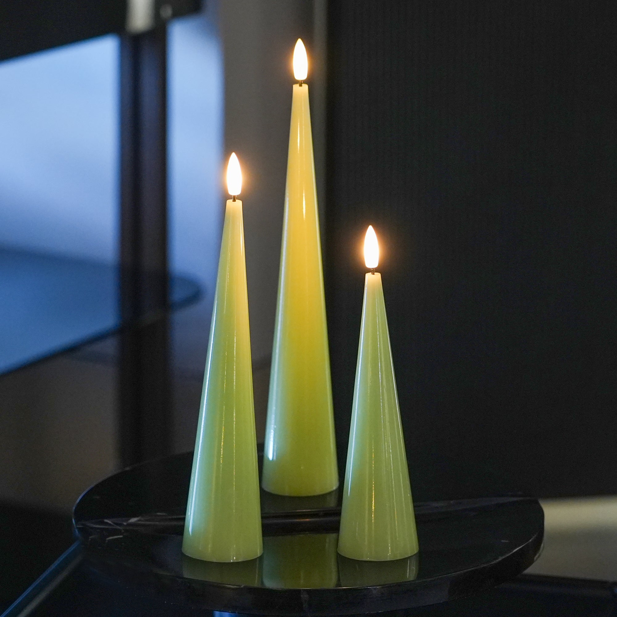 Green Cone Candles – Set of 4