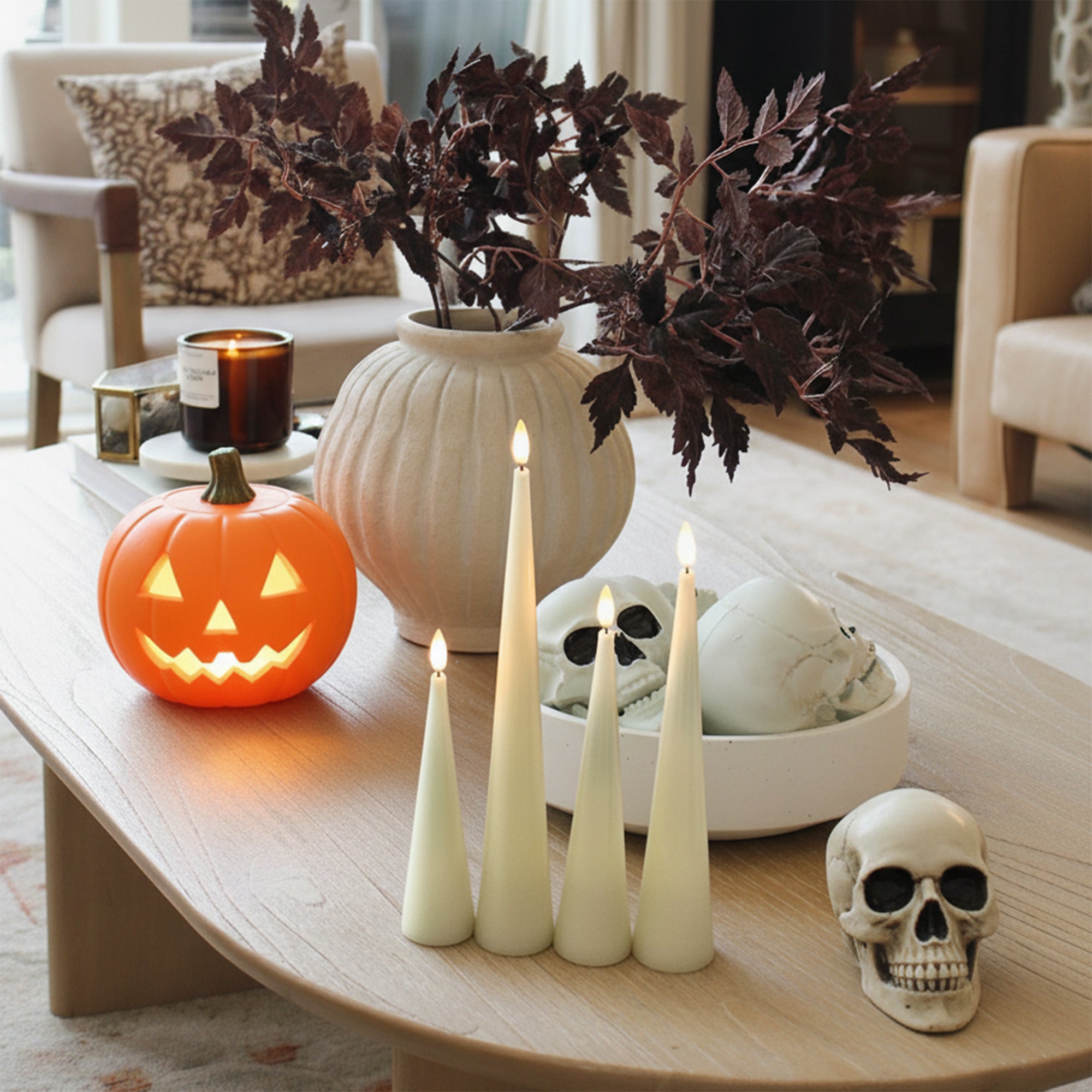 Ivory Cone Candles – Set of 4