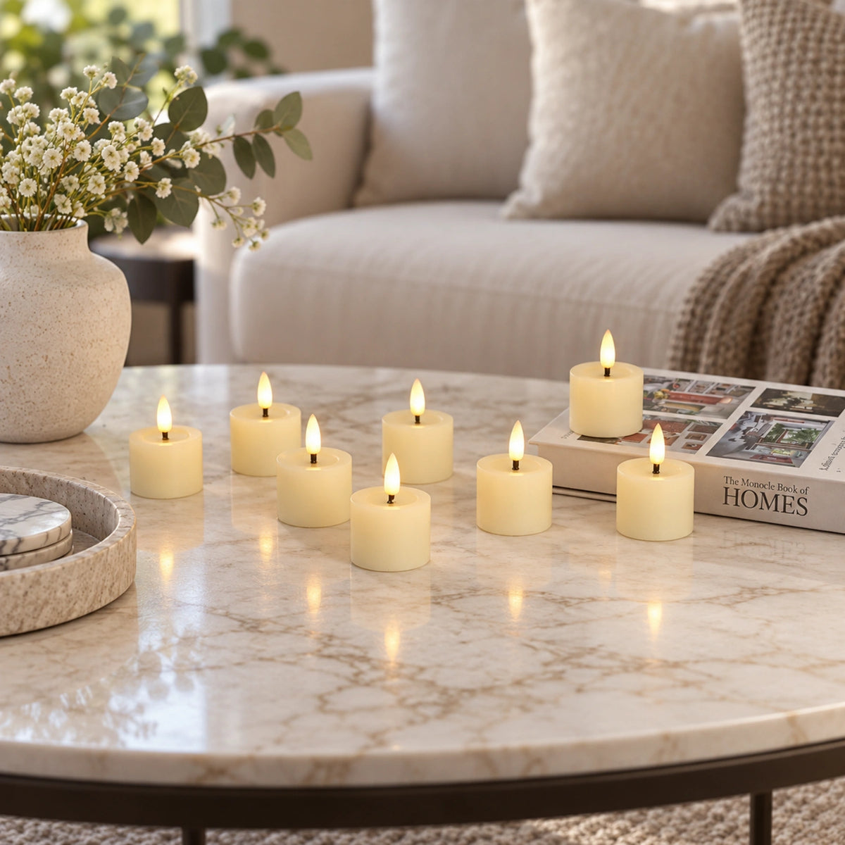 Flat Flameless Votive Candles – Set of 8