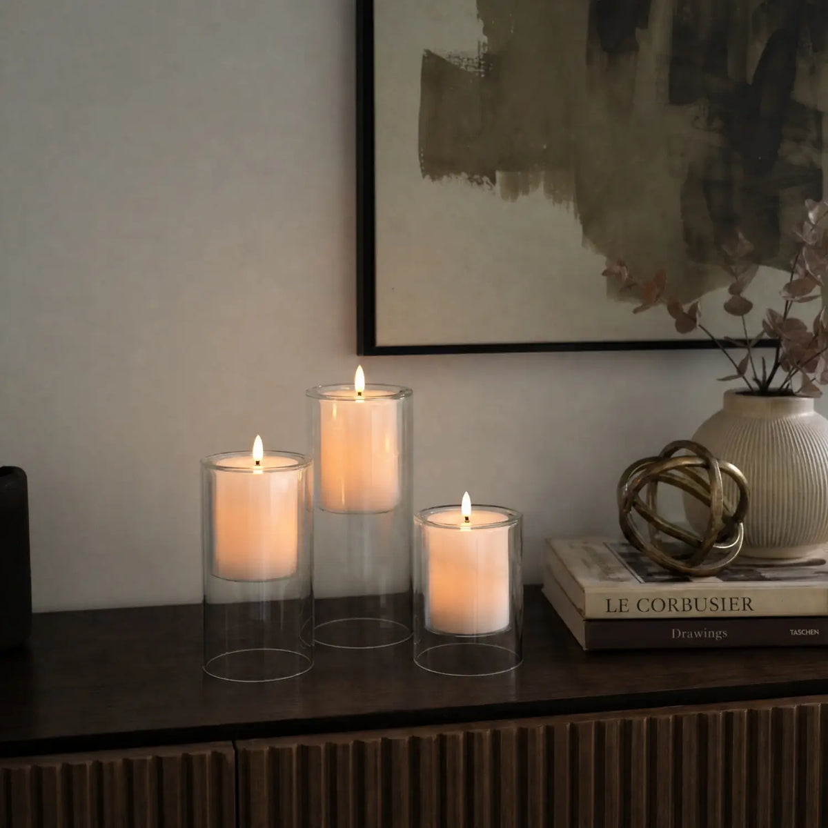 Floating Glass Candle Set – Set of 3