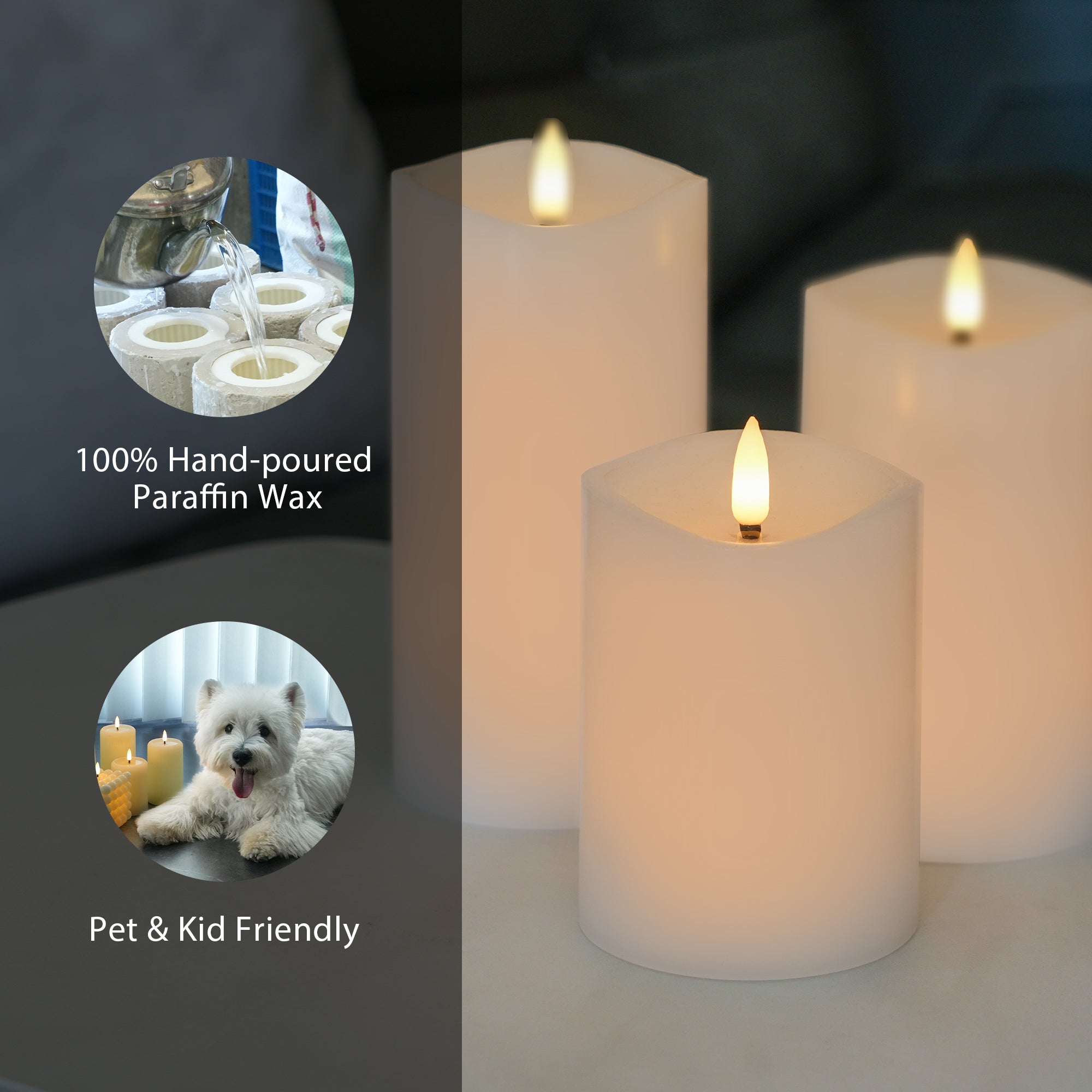 Wave Pillar Candles – Set of 3