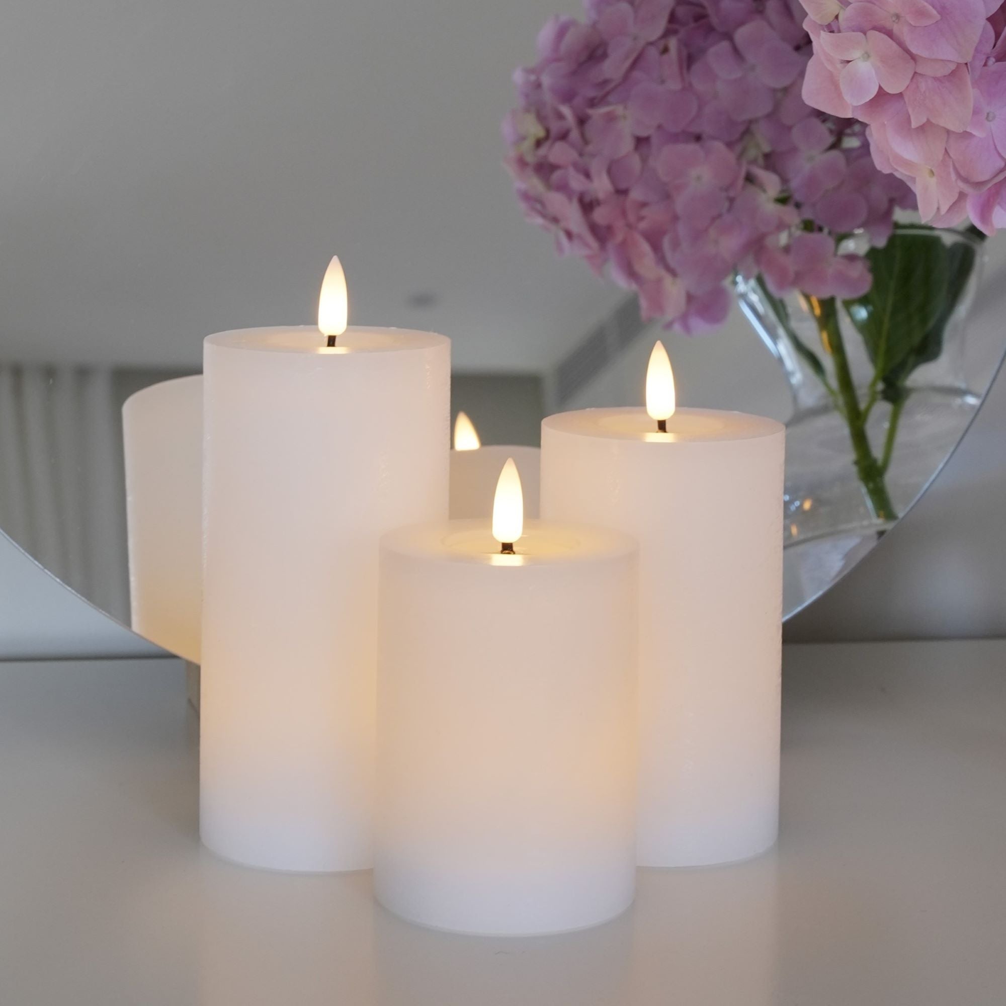 Flat Pillar Candles – Set of 3
