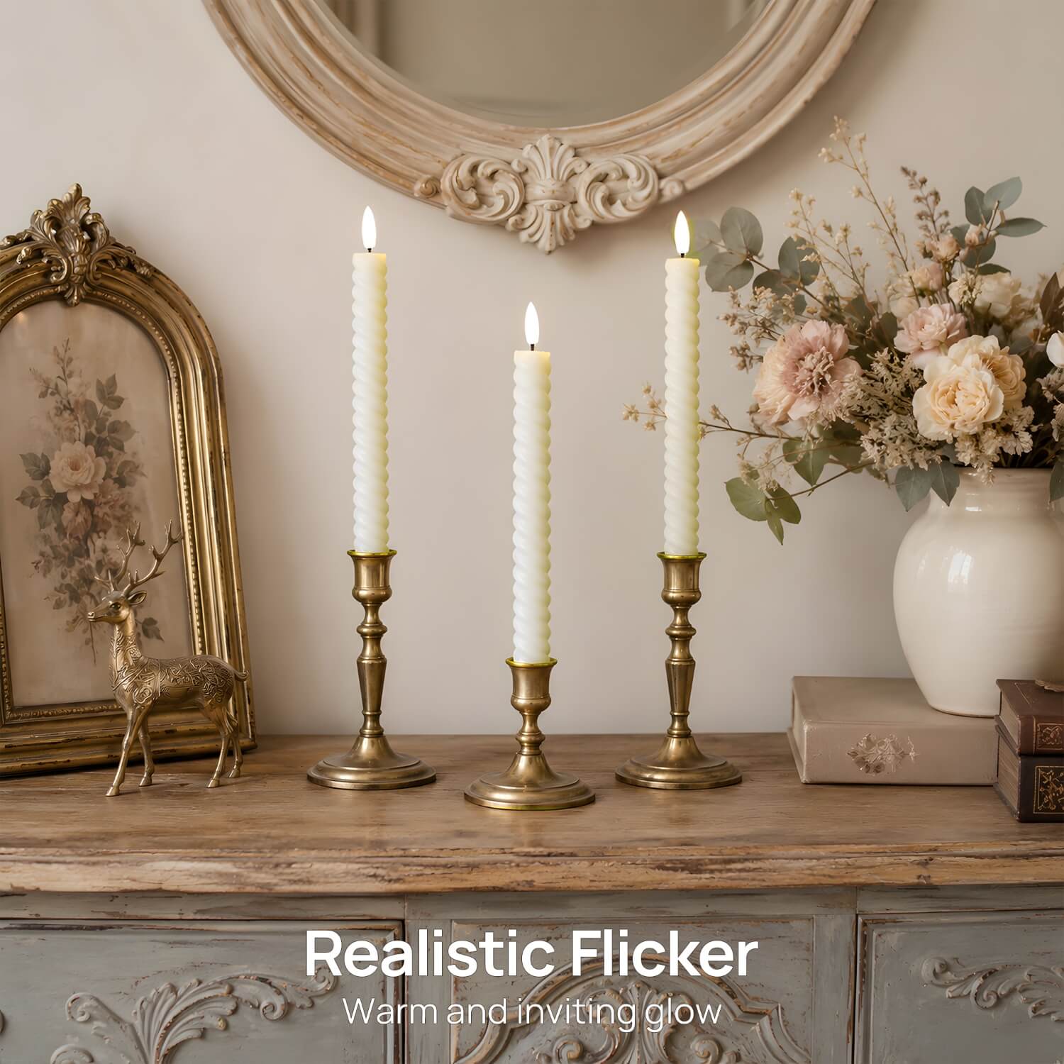 Twisted Flameless Taper Candles 9.8"