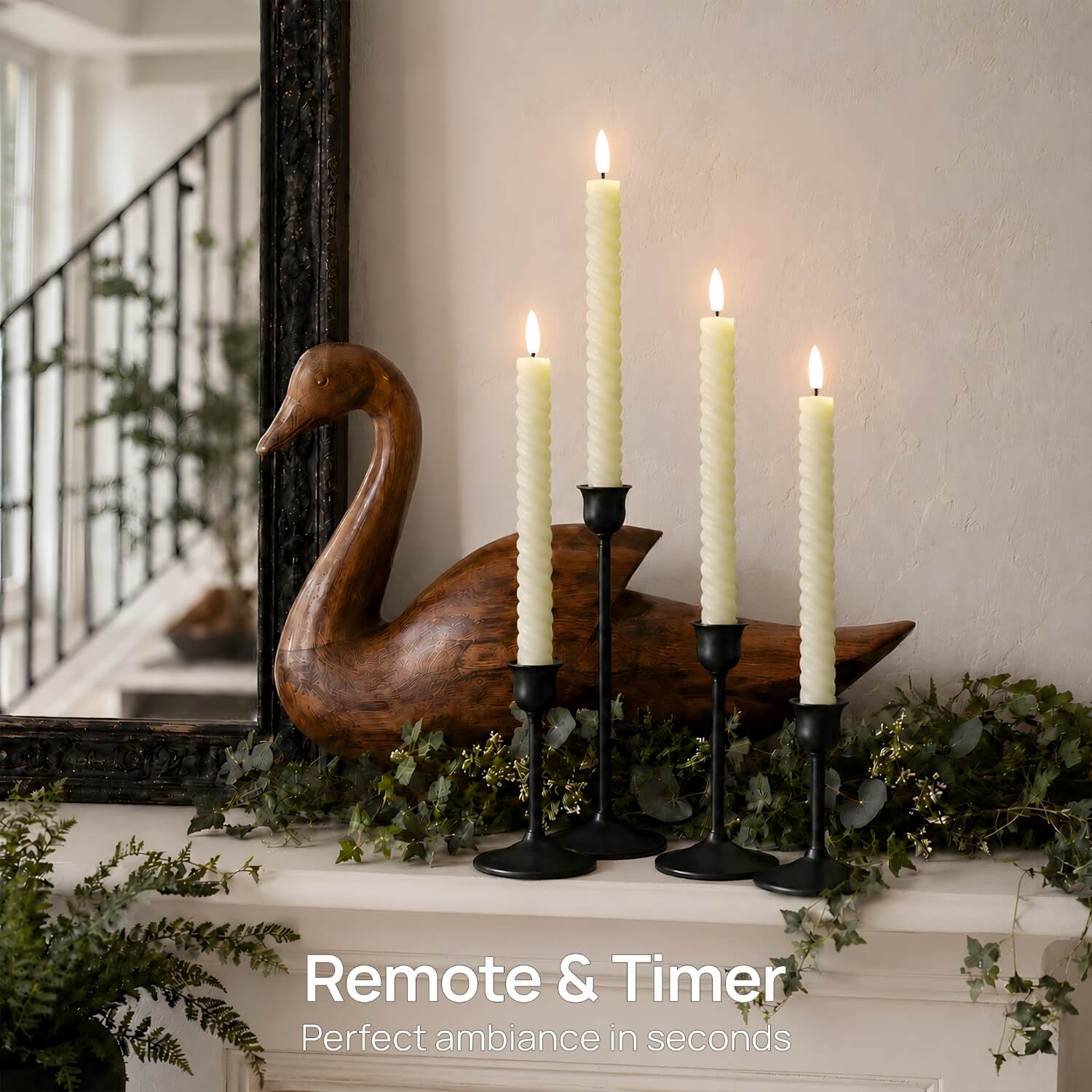 Twisted Flameless Taper Candles 9.8"