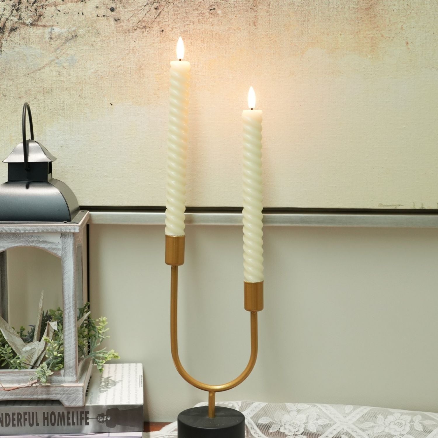 Twisted Flameless Taper Candles 9.8"
