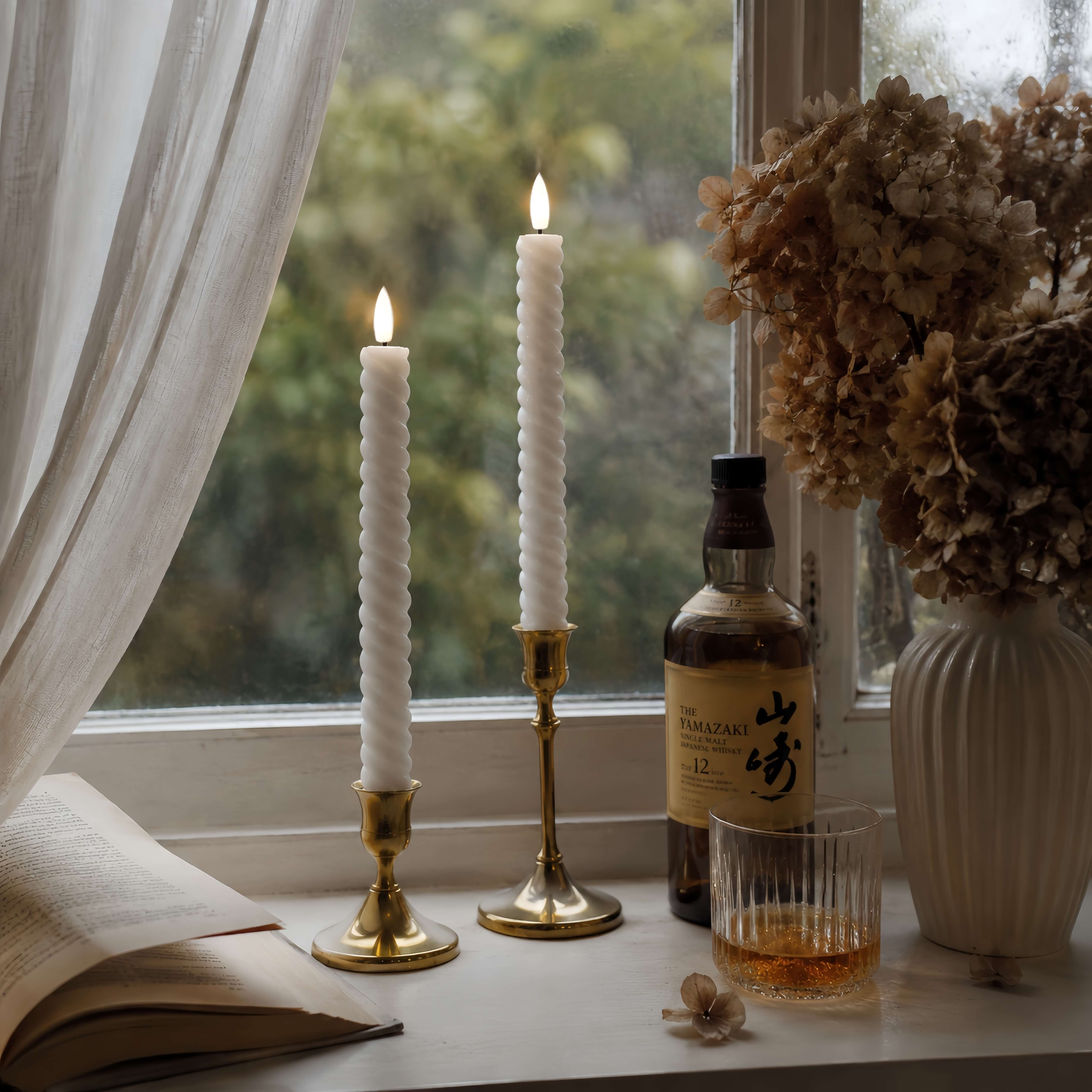 Twisted Flameless Taper Candles 9.8"