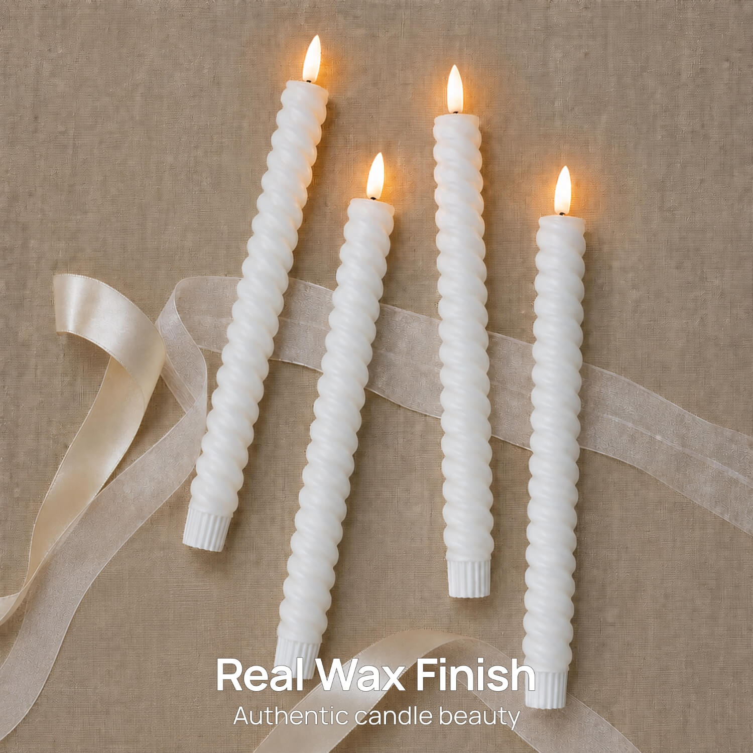 Twisted Flameless Taper Candles 9.8"
