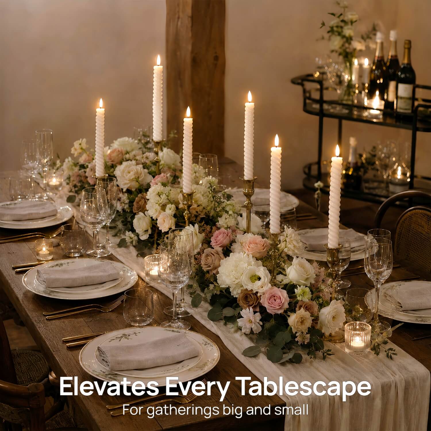 Twisted Flameless Taper Candles 9.8"