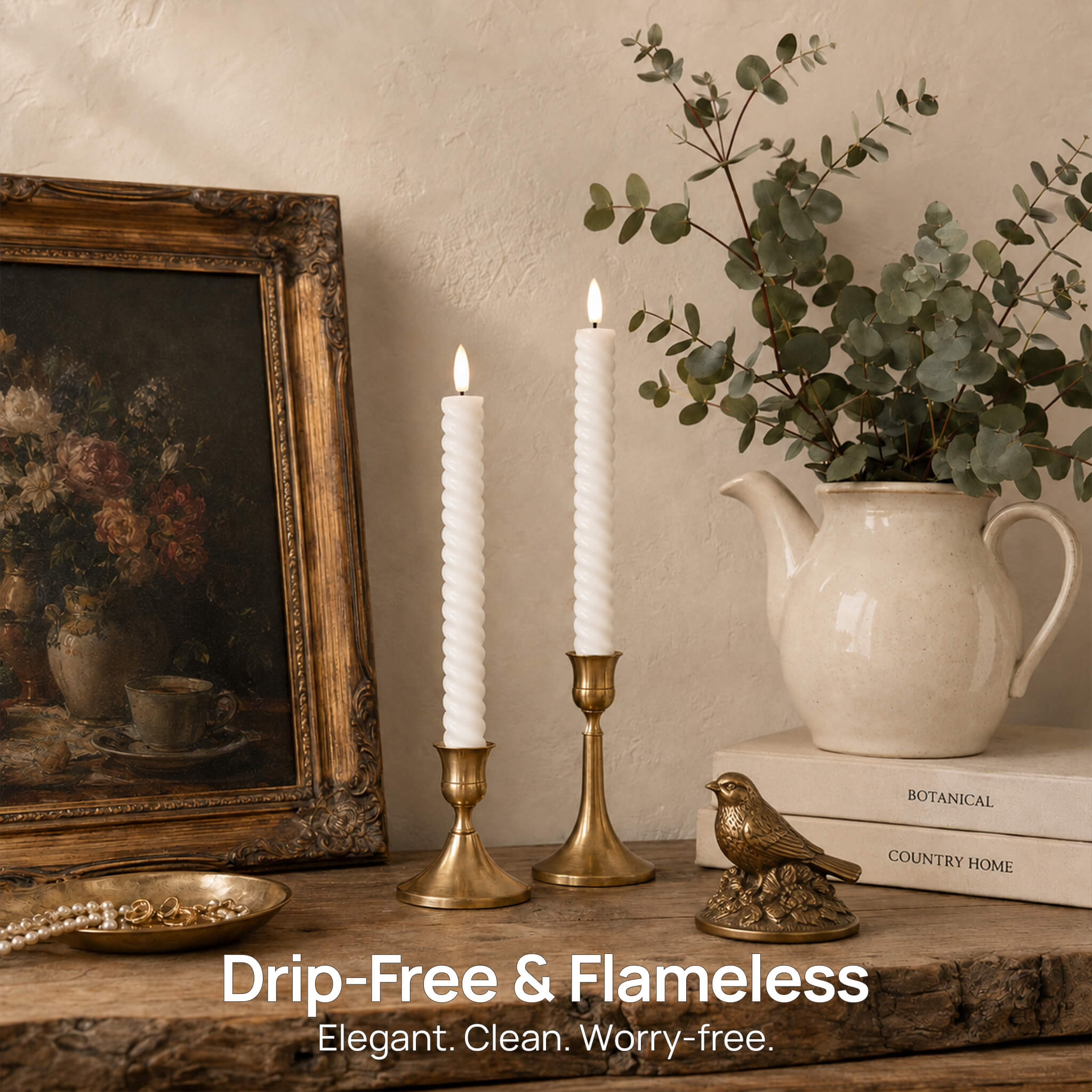 Twisted Flameless Taper Candles 9.8"