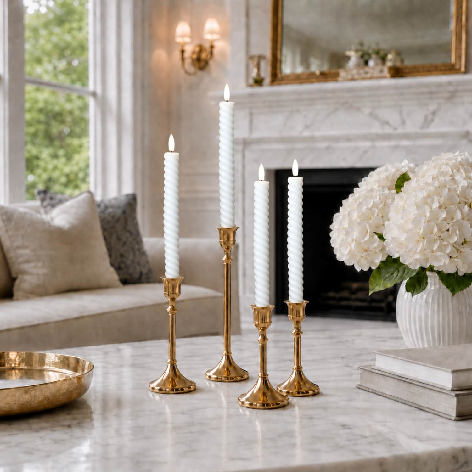 Twisted Flameless Taper Candles 9.8"