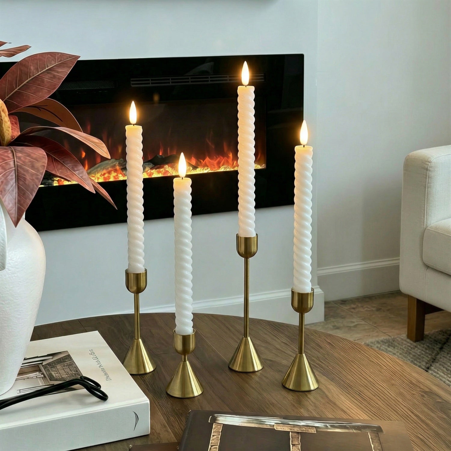 Twisted Flameless Taper Candles 9.8"