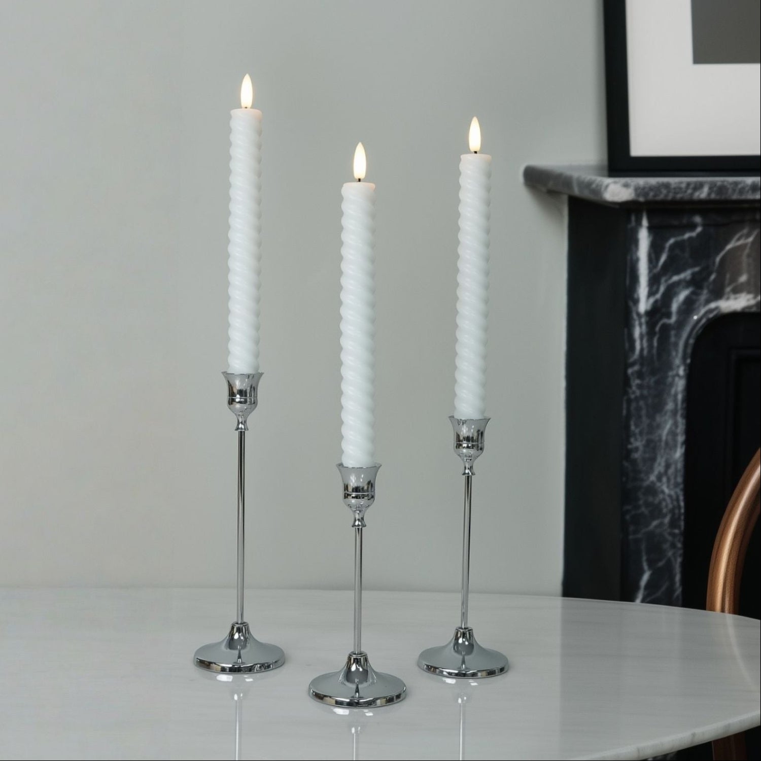Twisted Flameless Taper Candles 9.8"