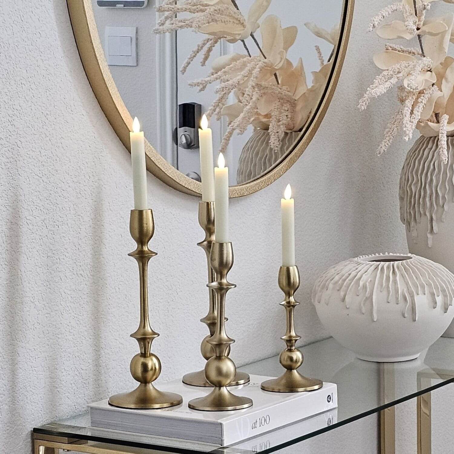 Wave Flameless Taper Candles 6.3"