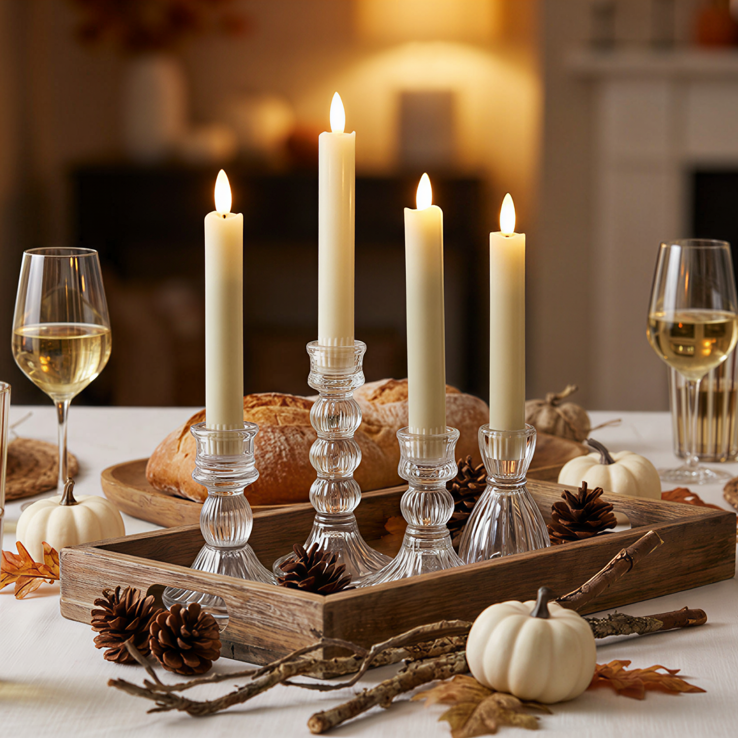 Wave Flameless Taper Candles 6.3"