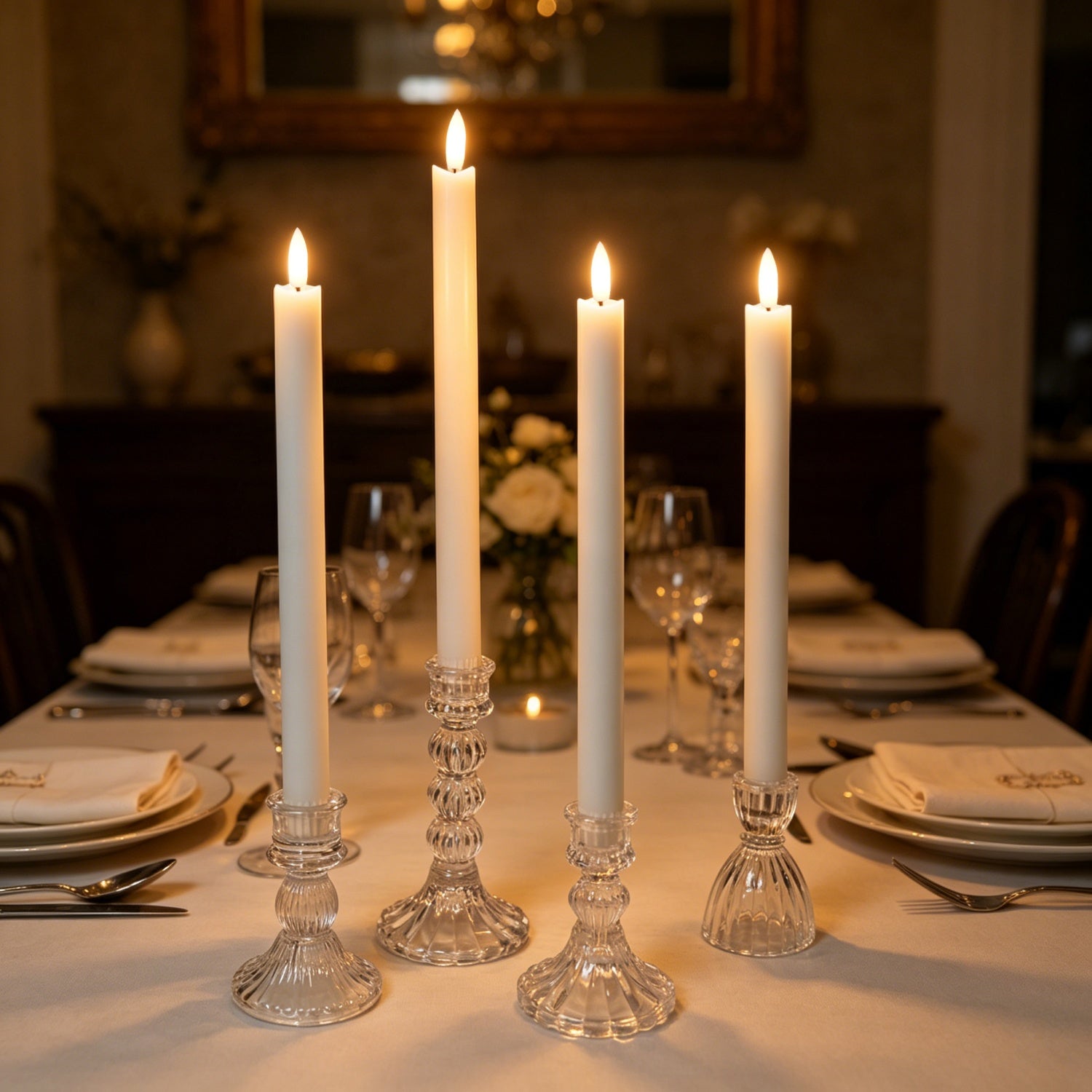 Wave Flameless Taper Candles 11.5"