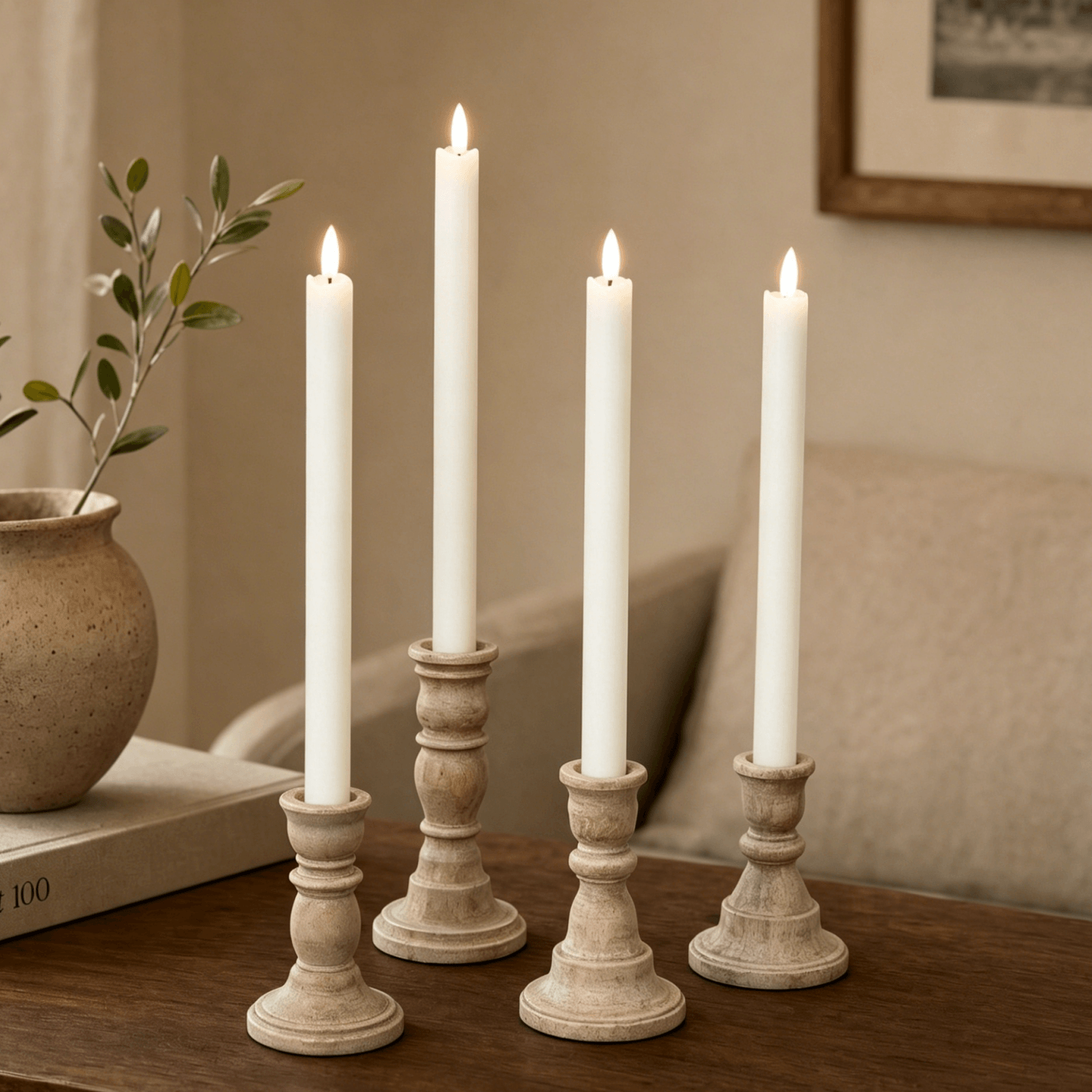 Wave Flameless Taper Candles 11.5"