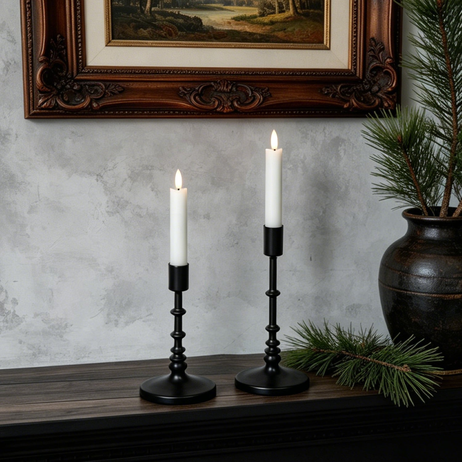 Wave Flameless Taper Candles 6.3"