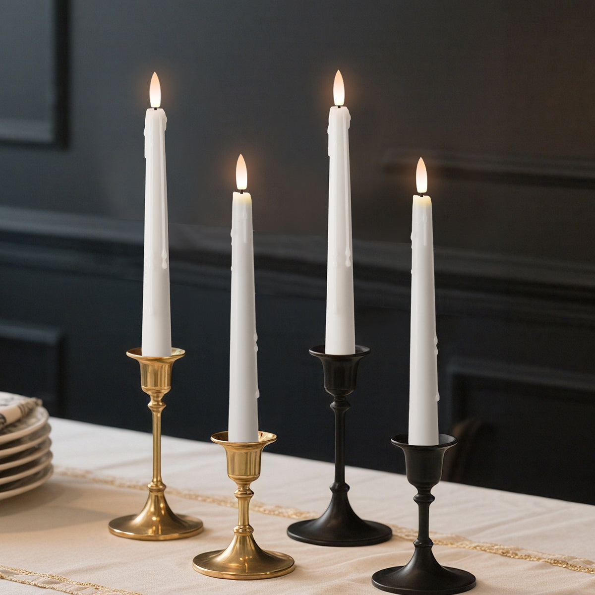 Wax Drip Flameless Taper Candles