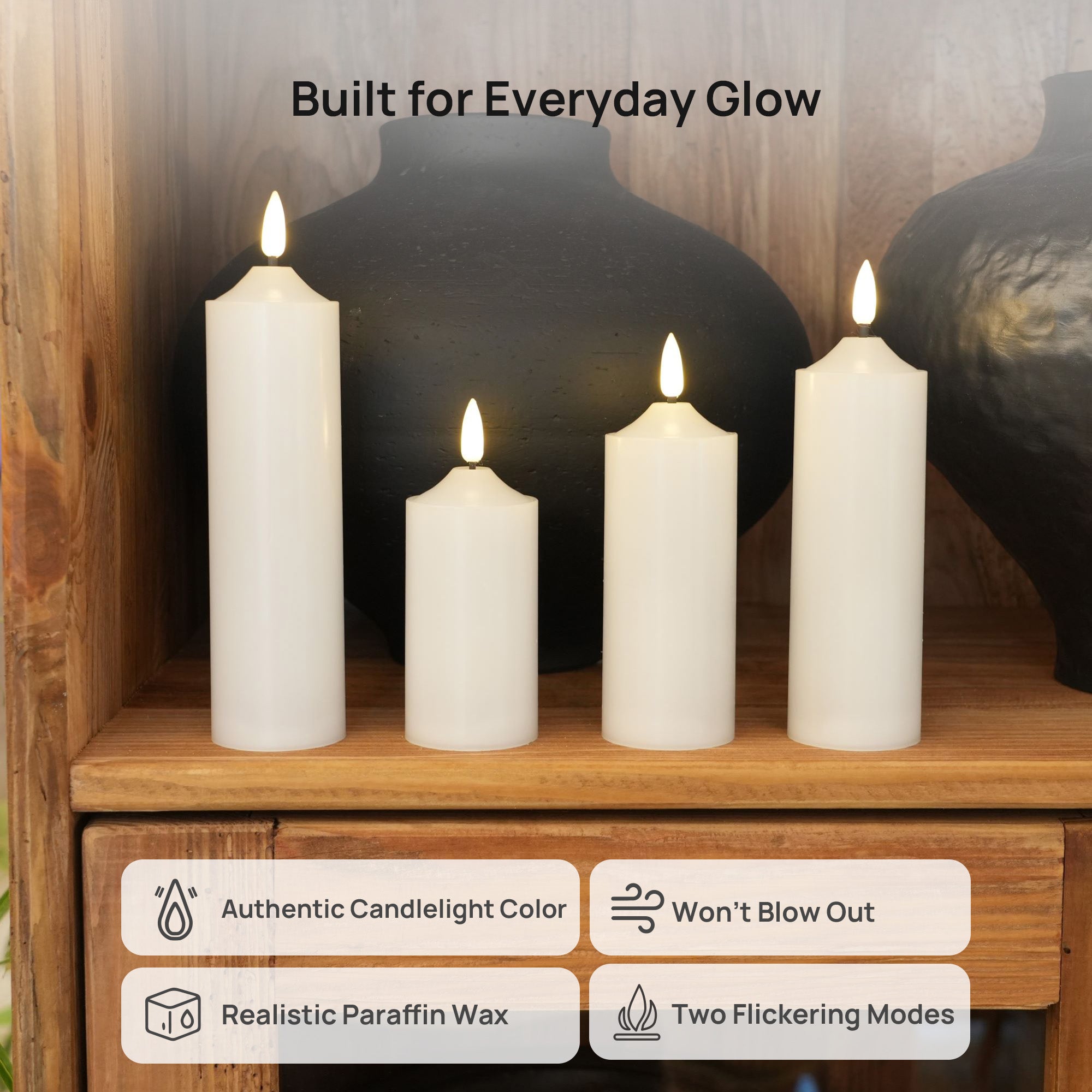 Slim Pillar Candles – Set of 4