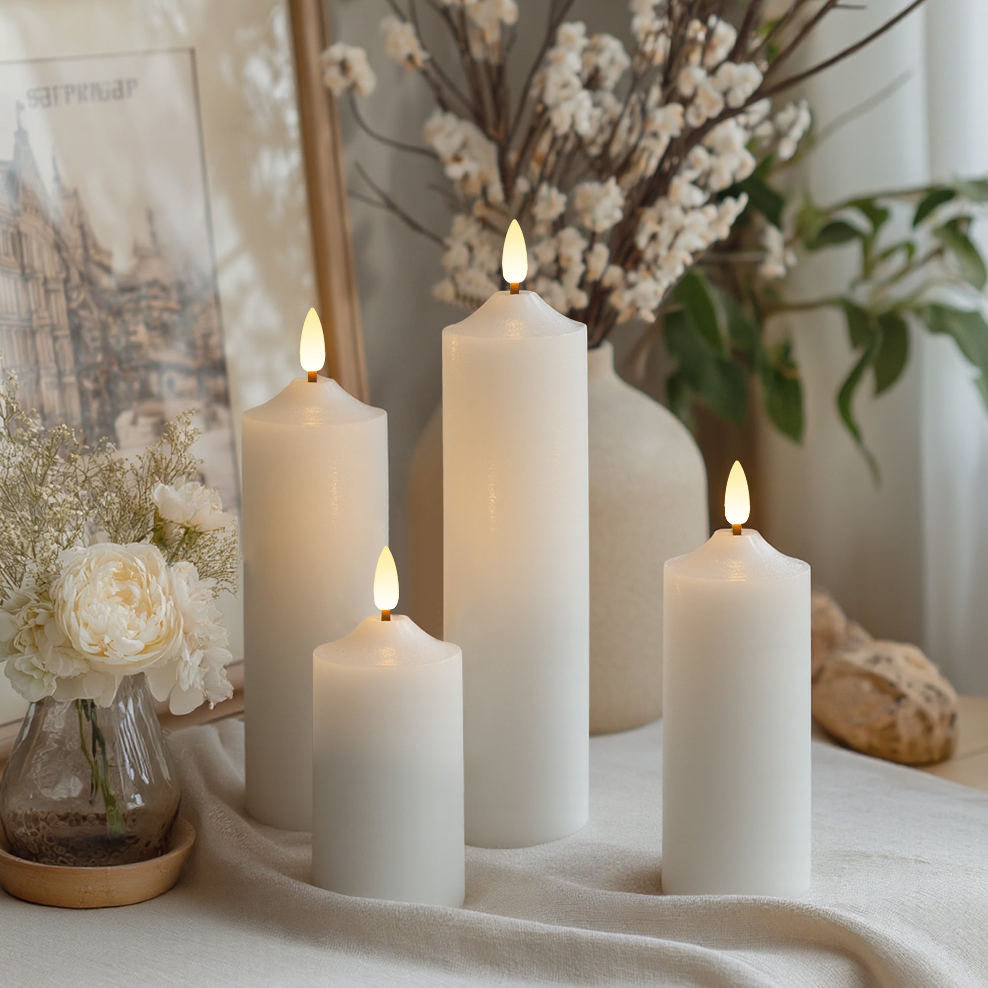 Slim Pillar Candles – Set of 4