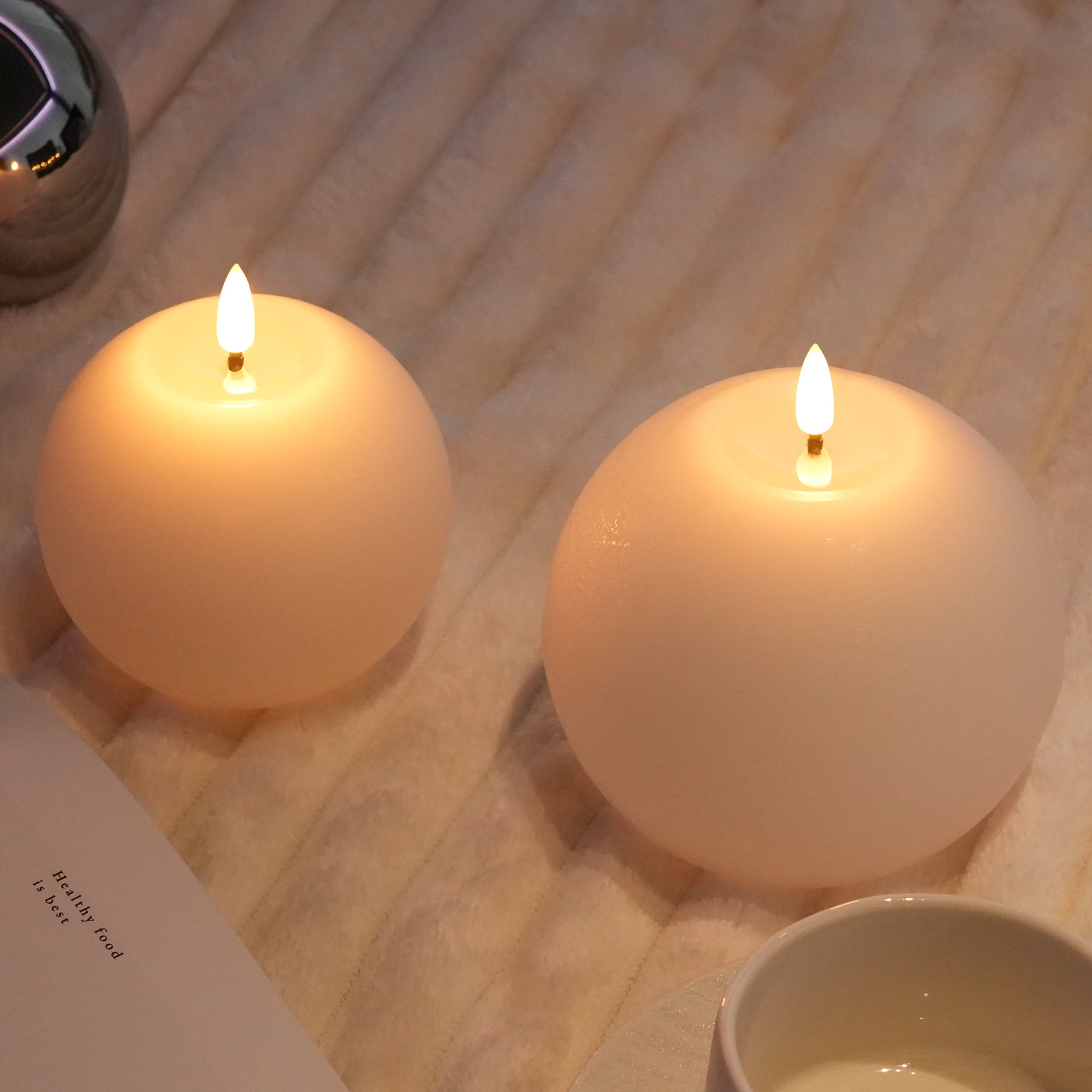 Rustic Sphere Candles – Set of 2