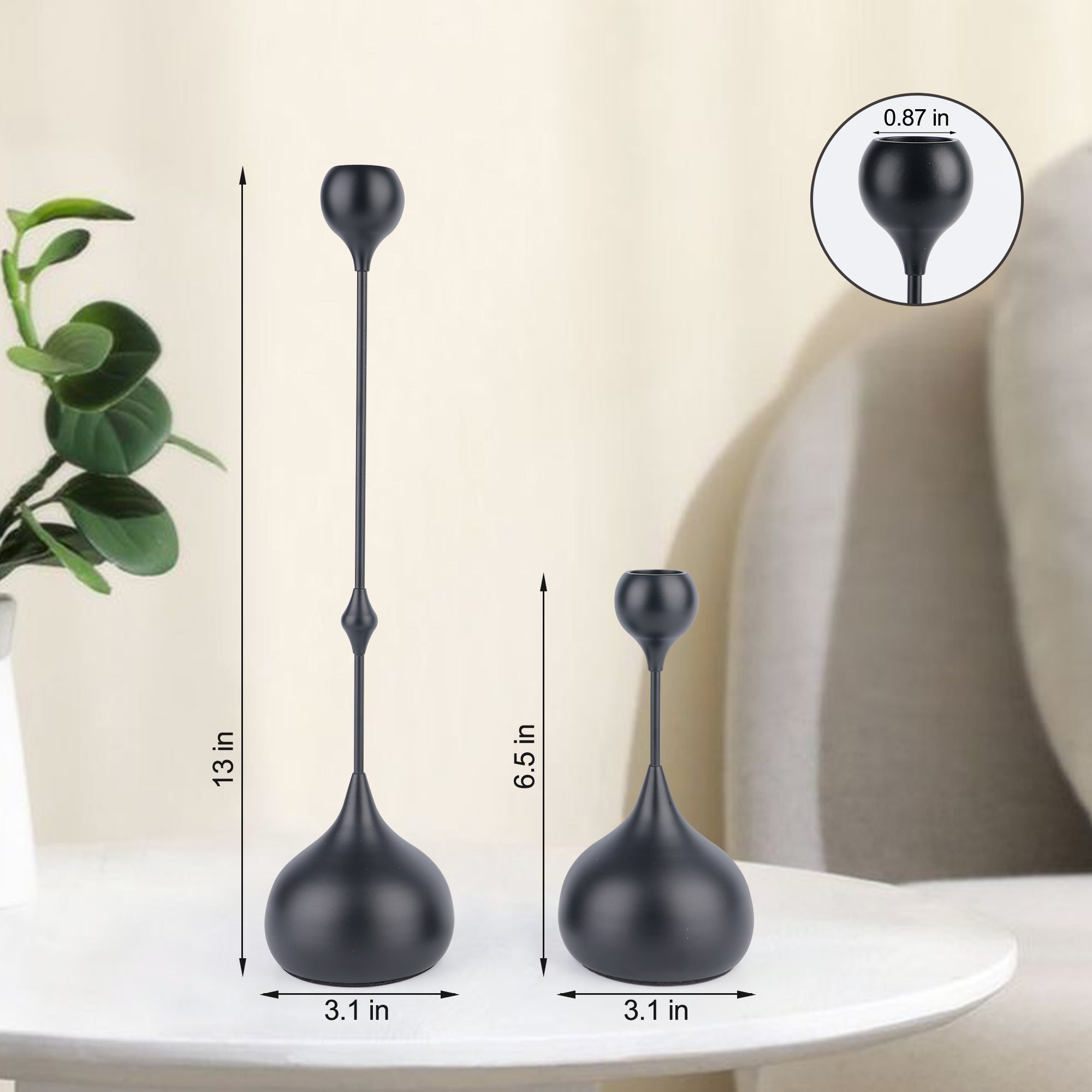 Teardrop Metal Candle Holders – Set of 2