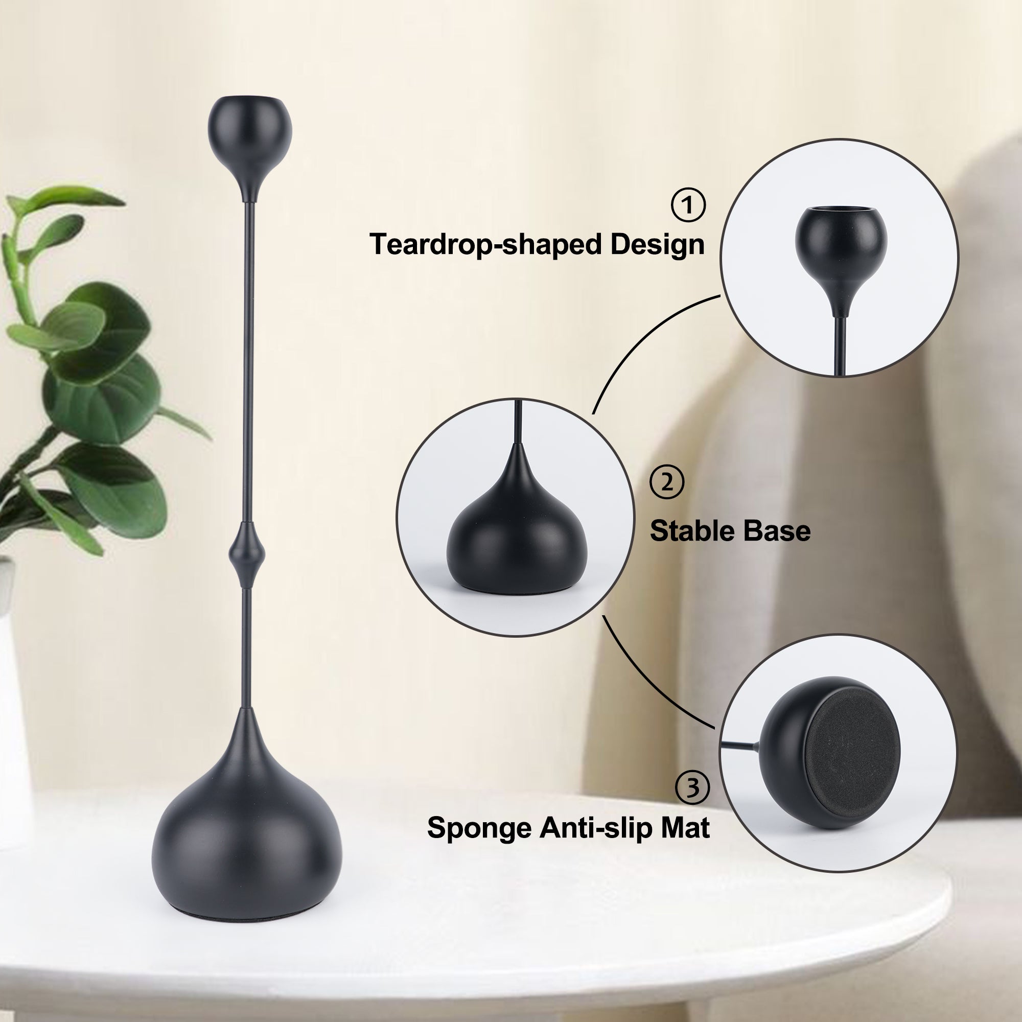 Teardrop Metal Candle Holders – Set of 2
