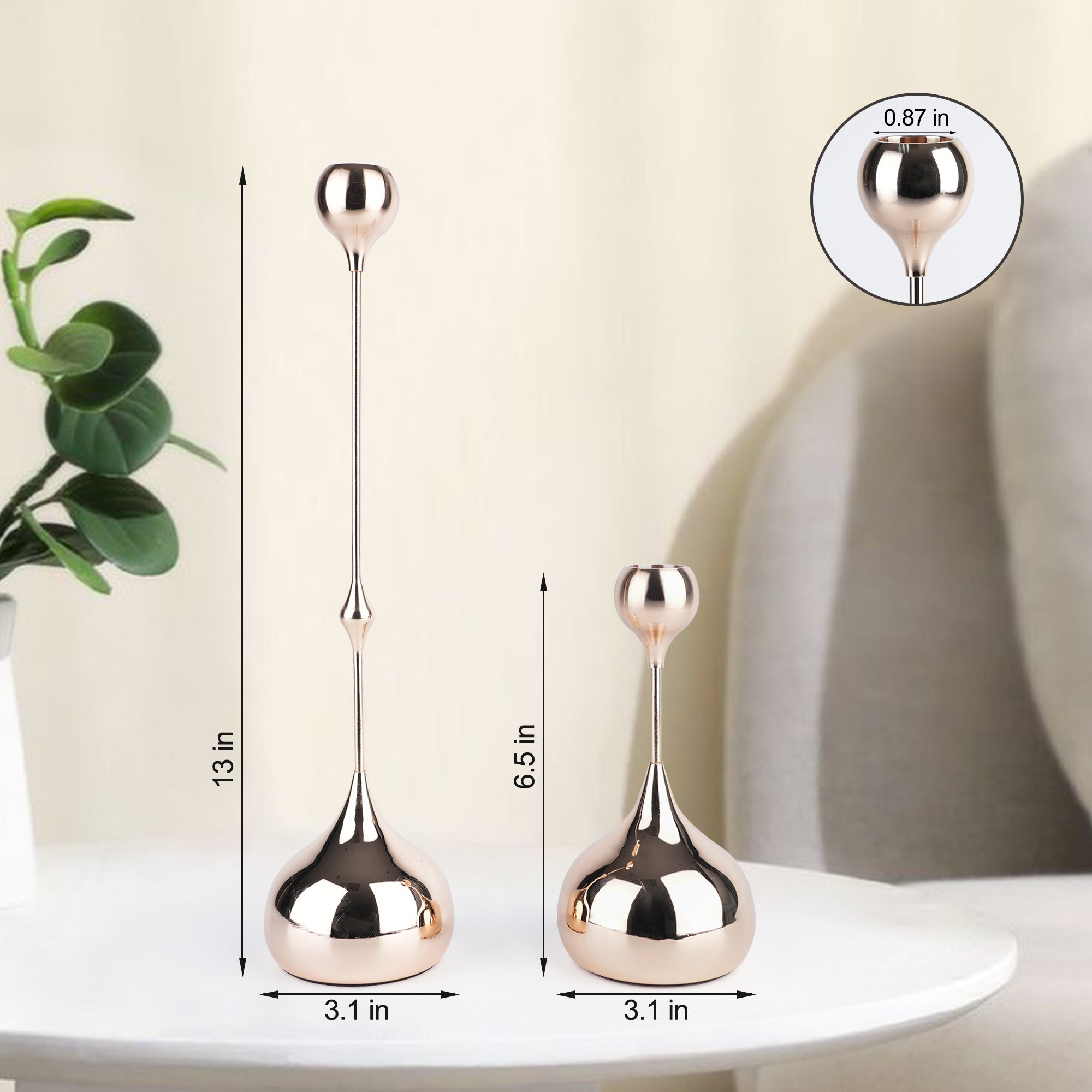 Teardrop Metal Candle Holders – Set of 2
