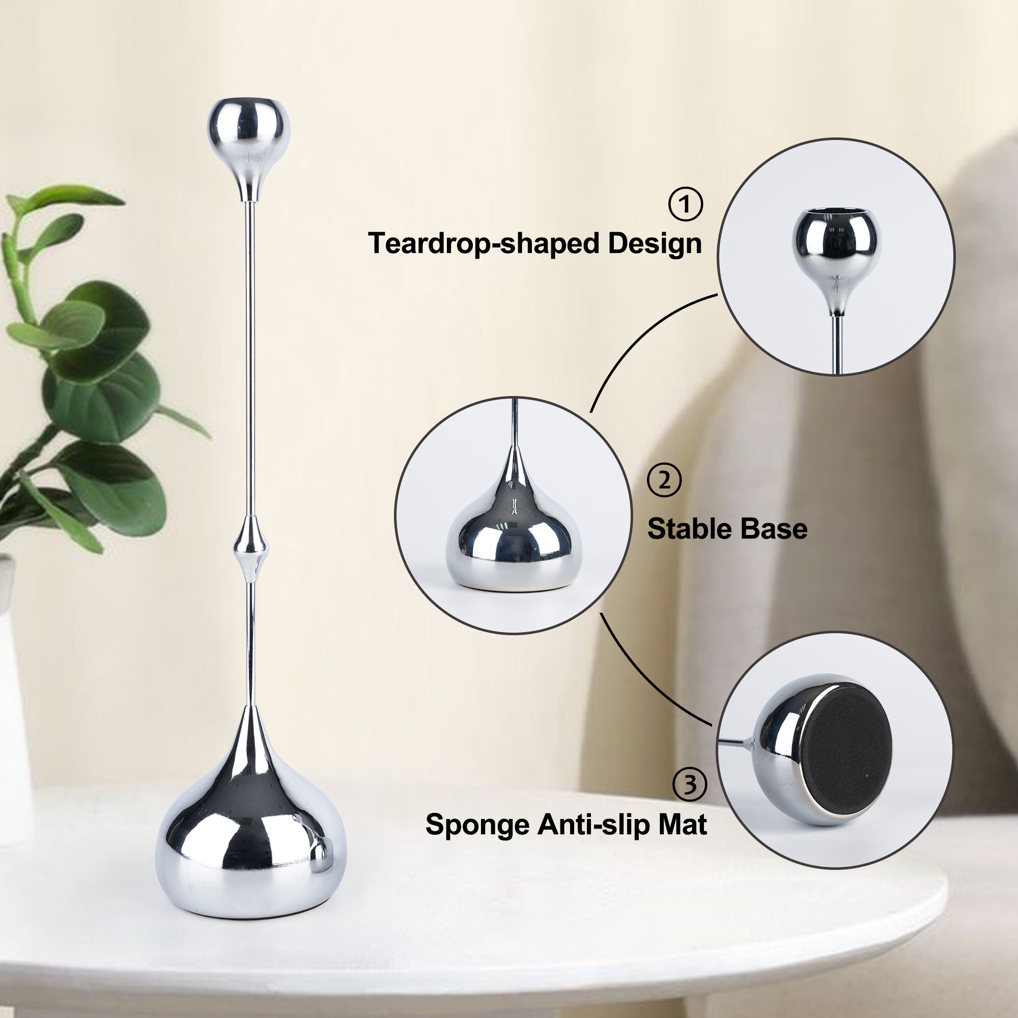 Teardrop Metal Candle Holders – Set of 2