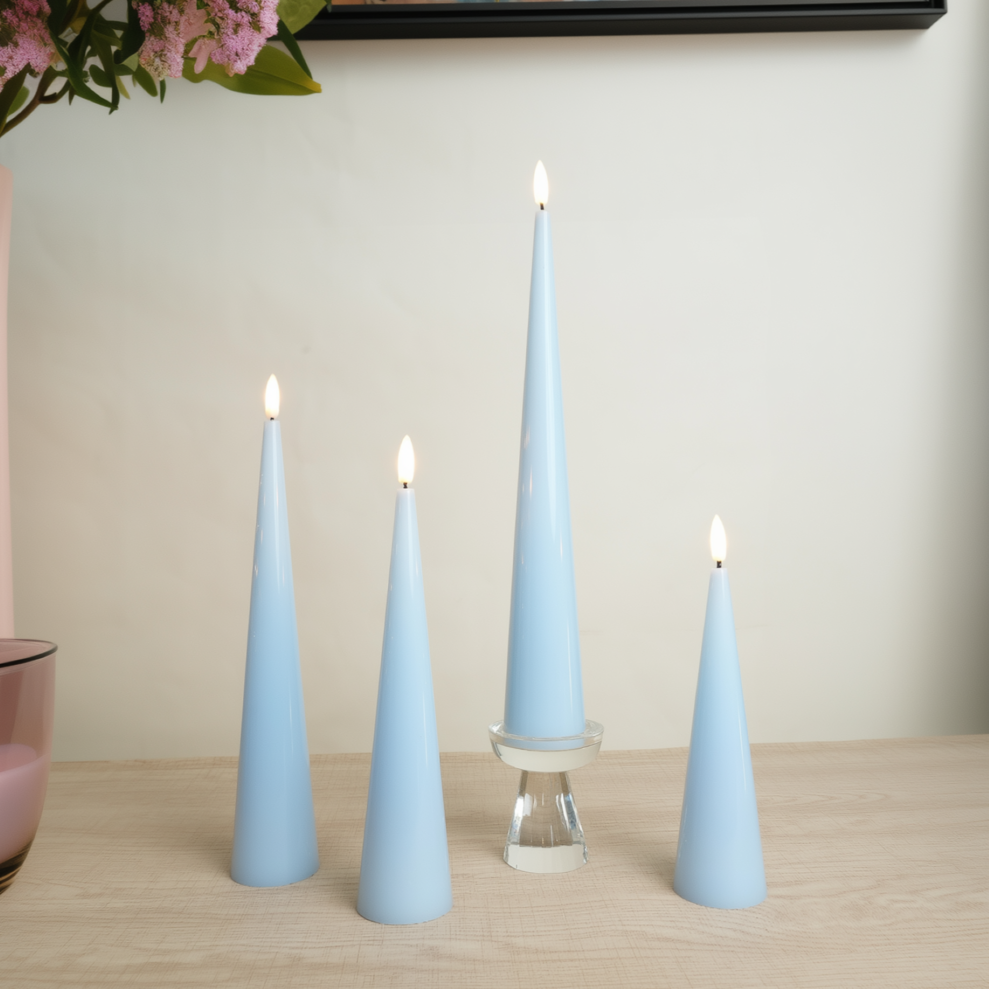 Shiny Cone Candles – Set of 4