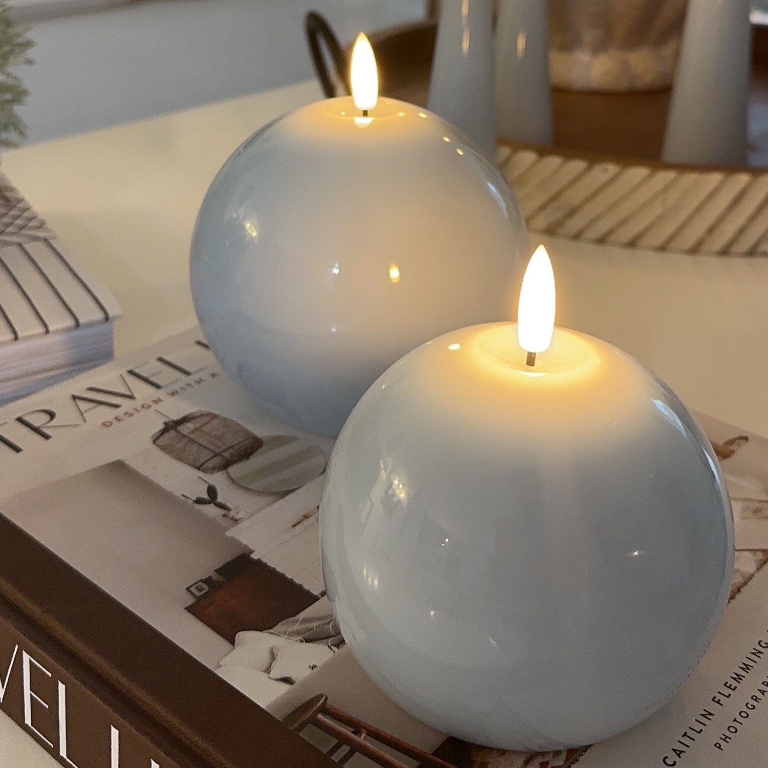 Flameless Sphere Candles – Set of 2