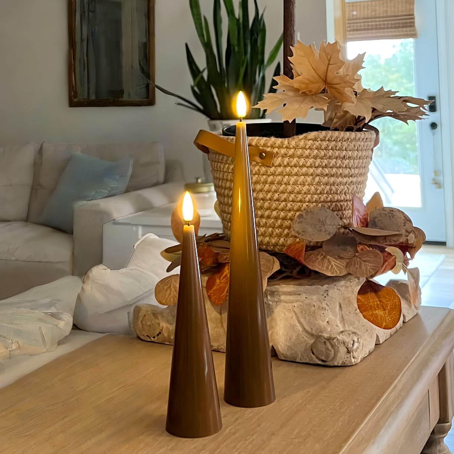 Shiny Cone Candles – Set of 2