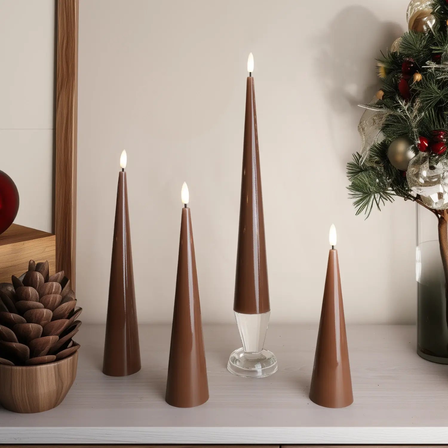Shiny Cone Candles – Set of 4