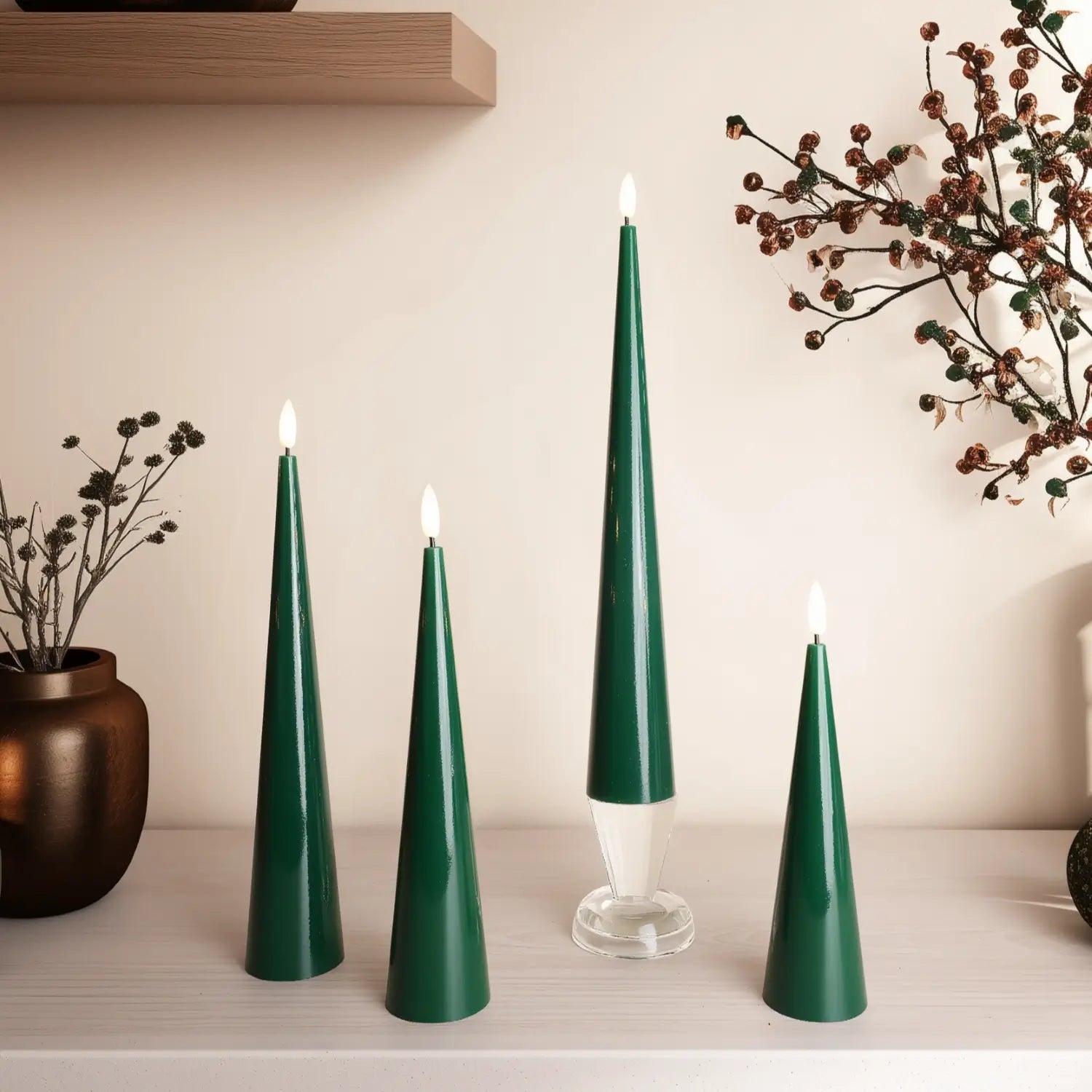 Shiny Cone Candles – Set of 4