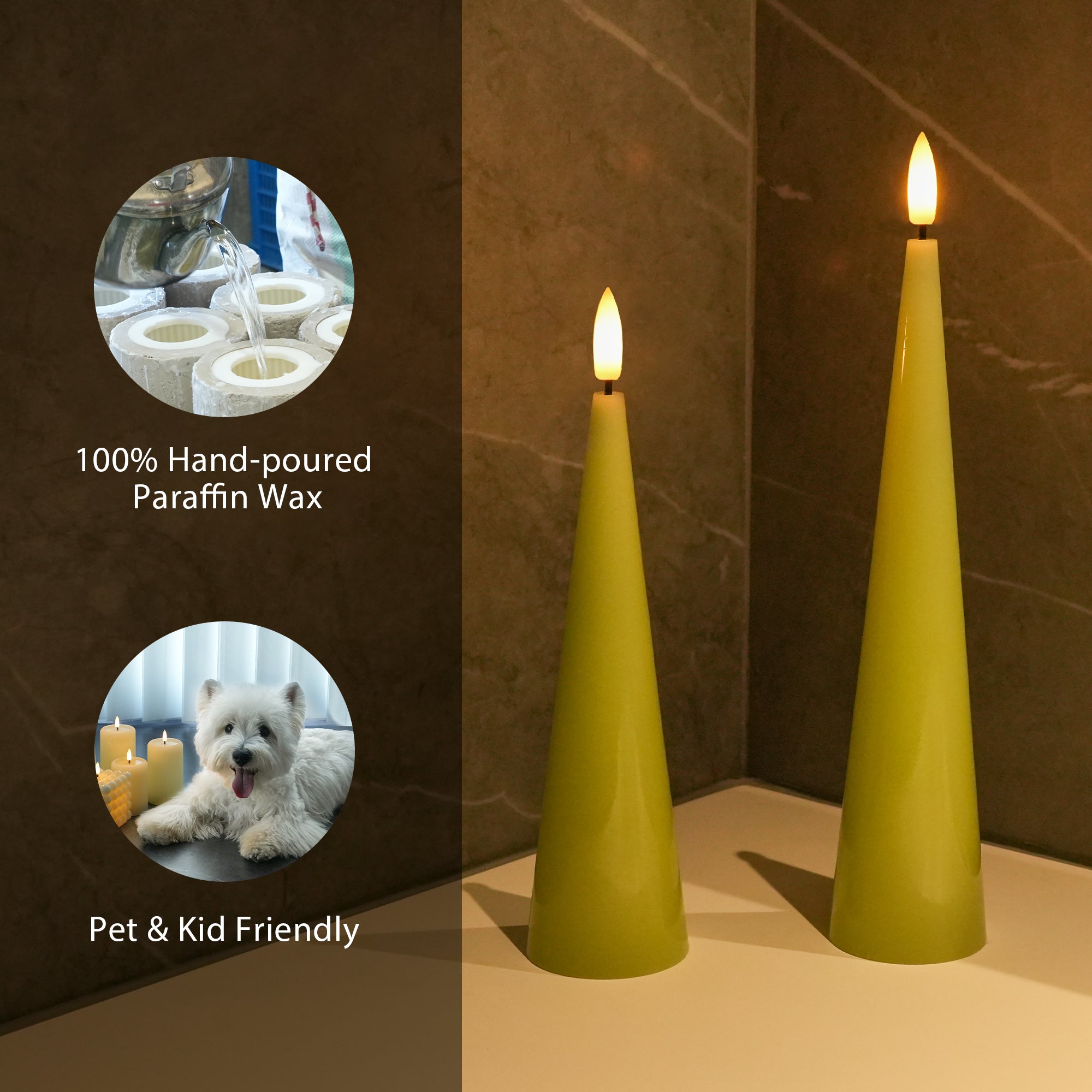 Green Cone Candles – Set of 4