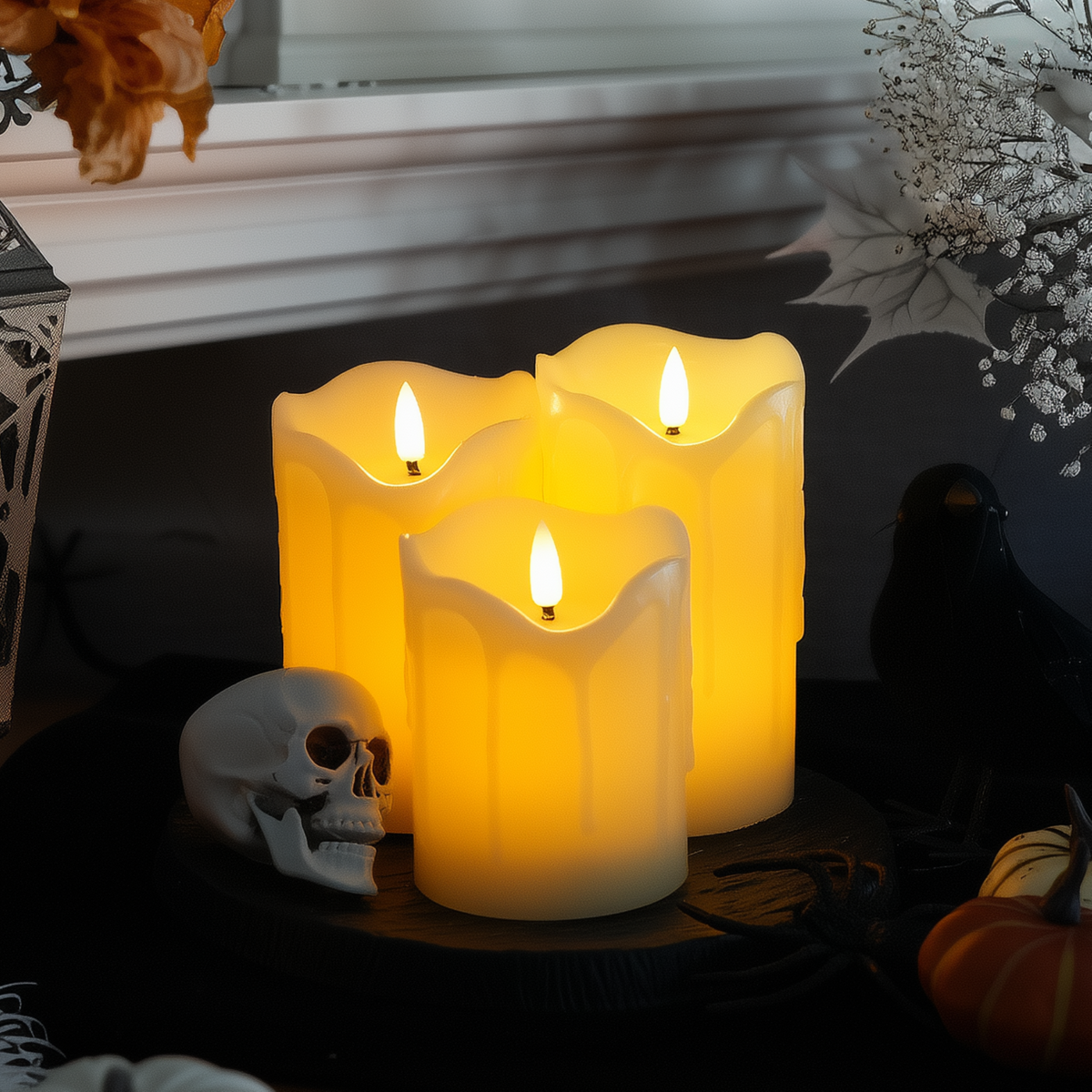 Drip Flameless Pillar Candles – Set of 3