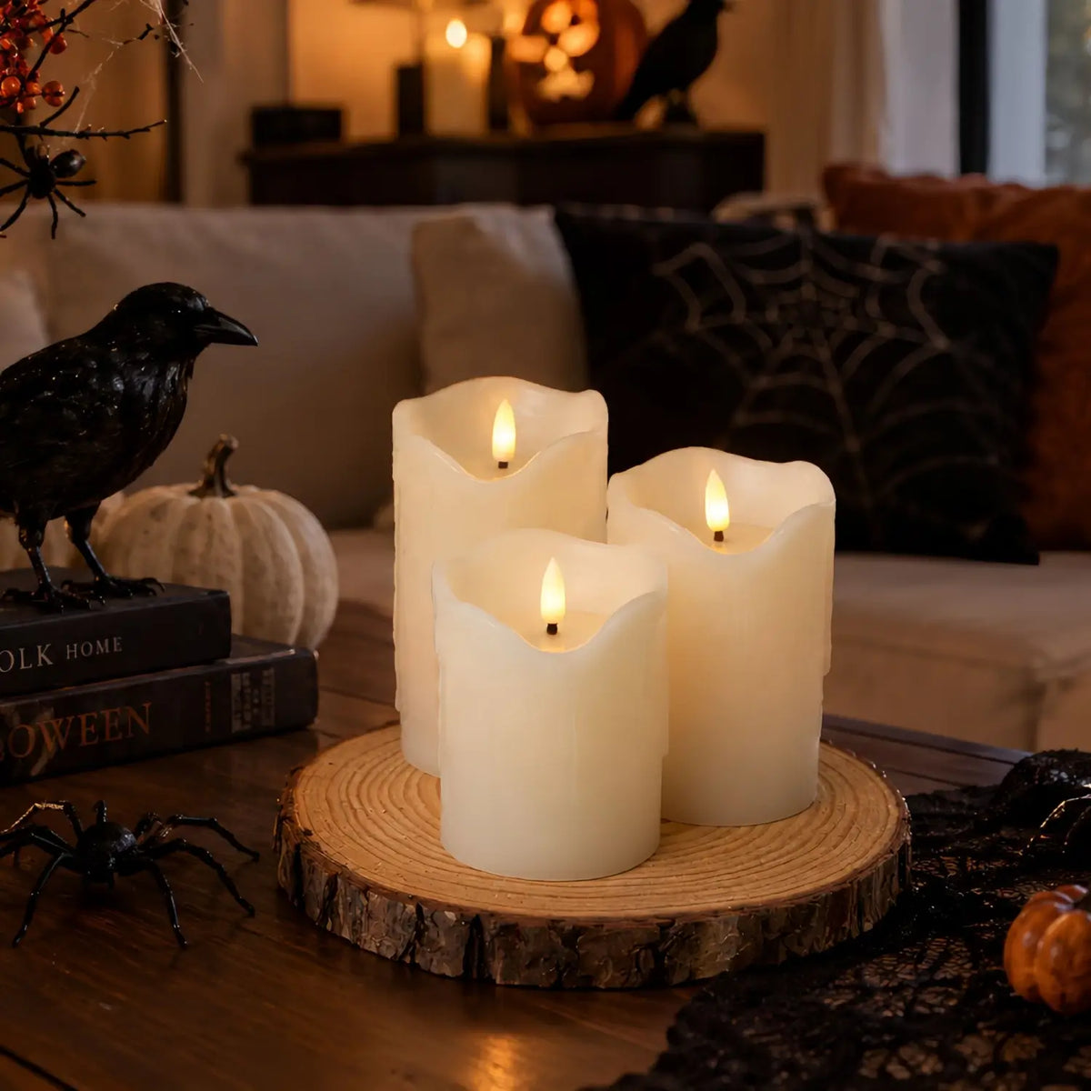 Drip Flameless Pillar Candles – Set of 3