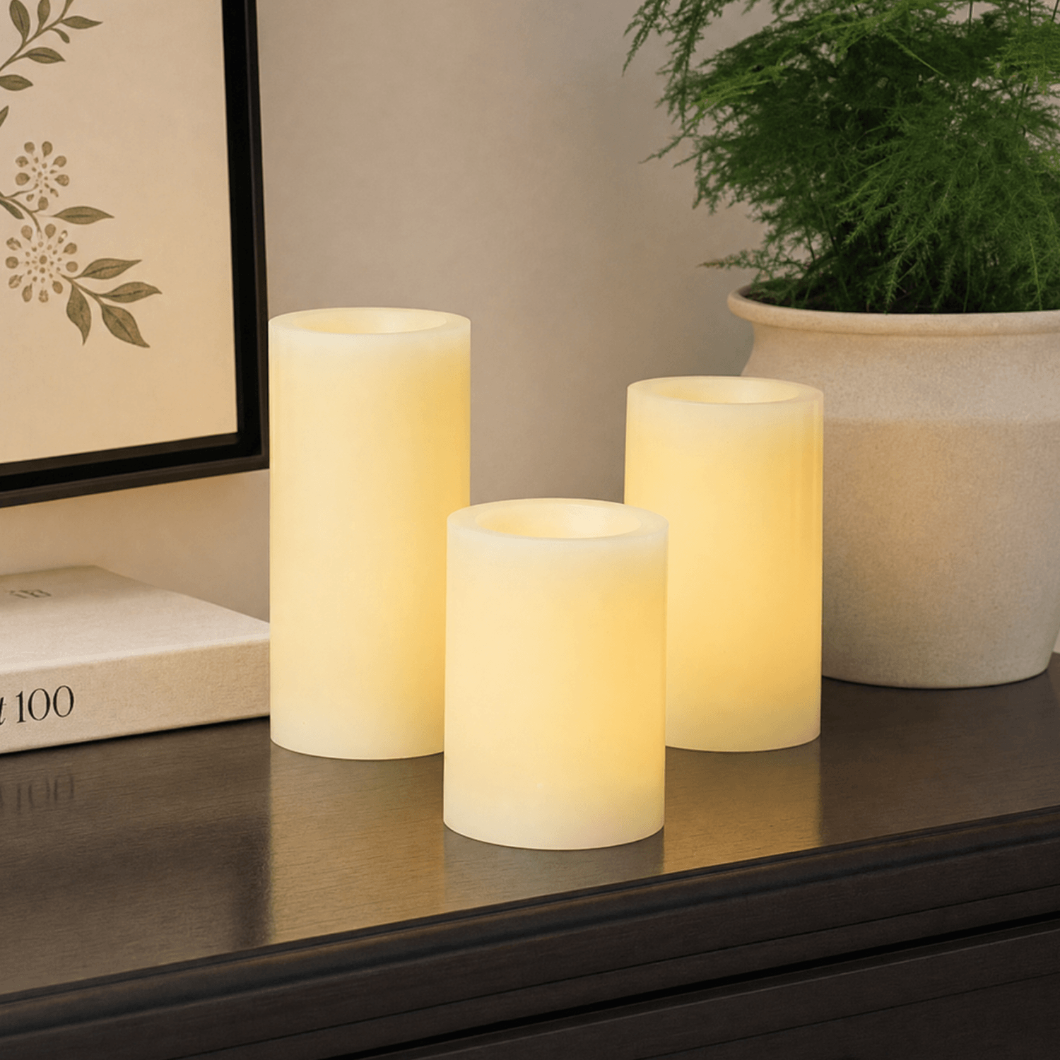 Flat Top Pillar Candles – Set of 3