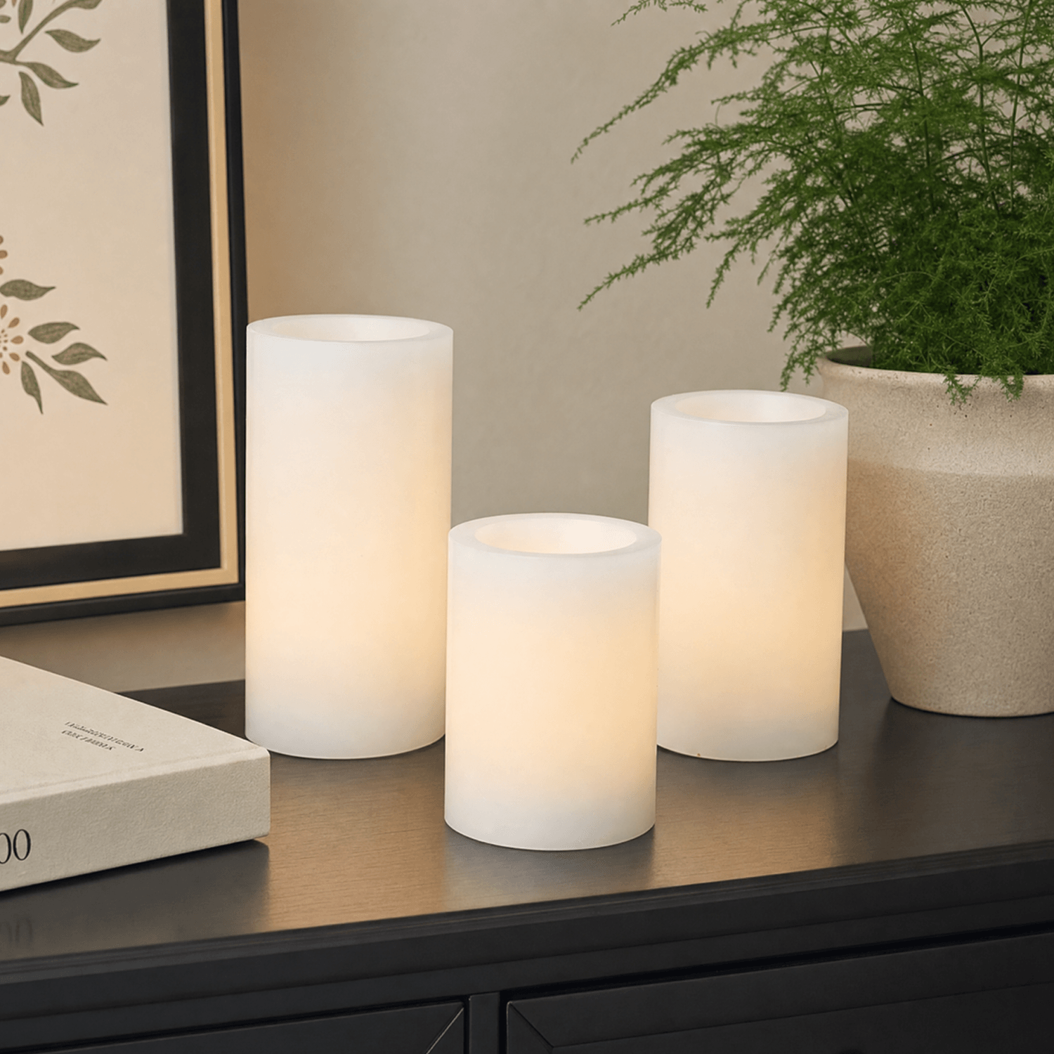 Flat Top Pillar Candles – Set of 3