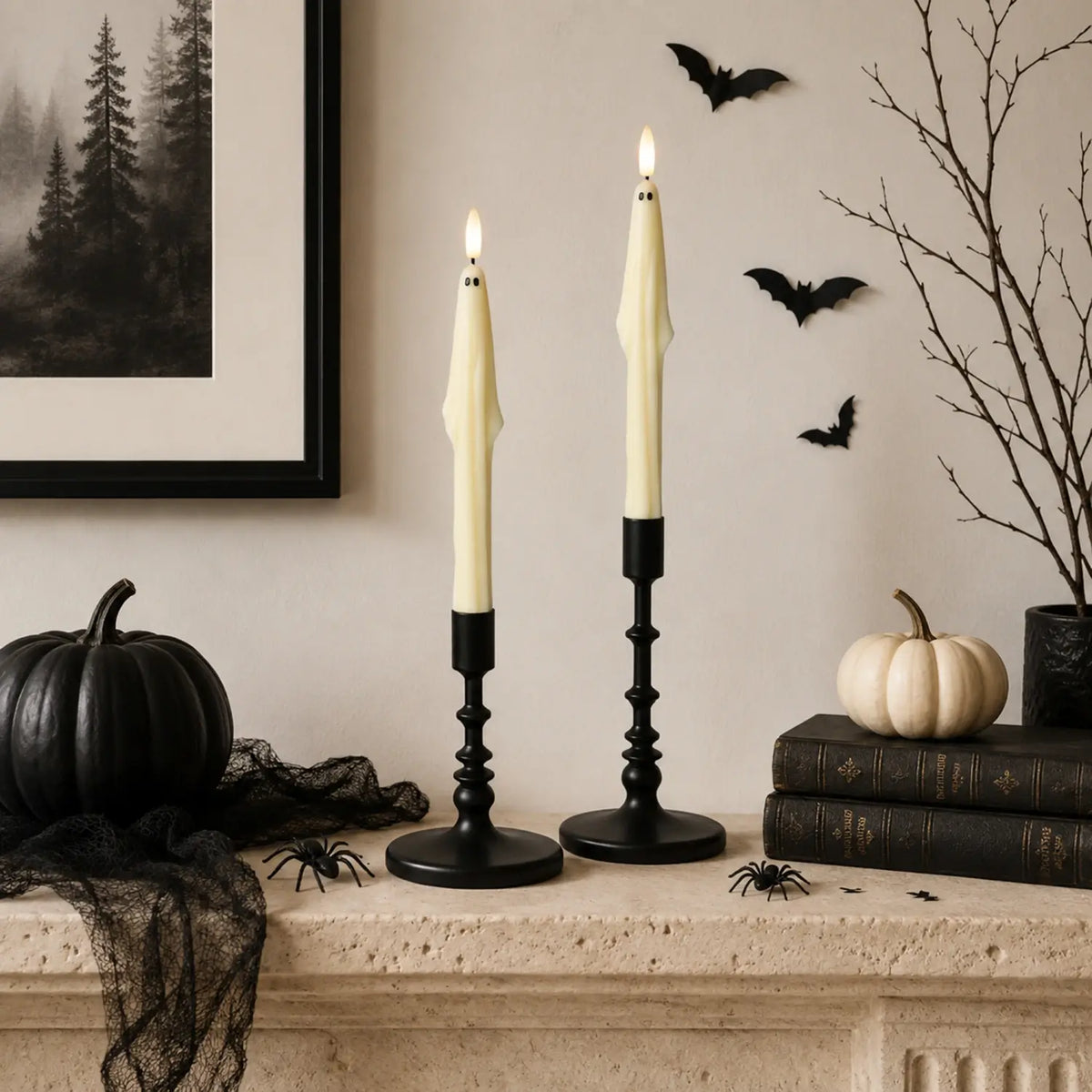 Ghost Flameless Taper Candles – Set of 2