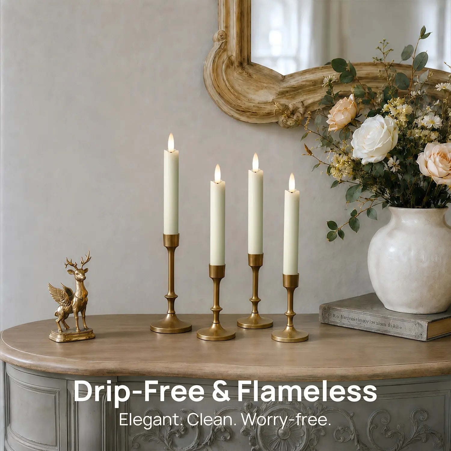 Wave Flameless Taper Candles 6.3"