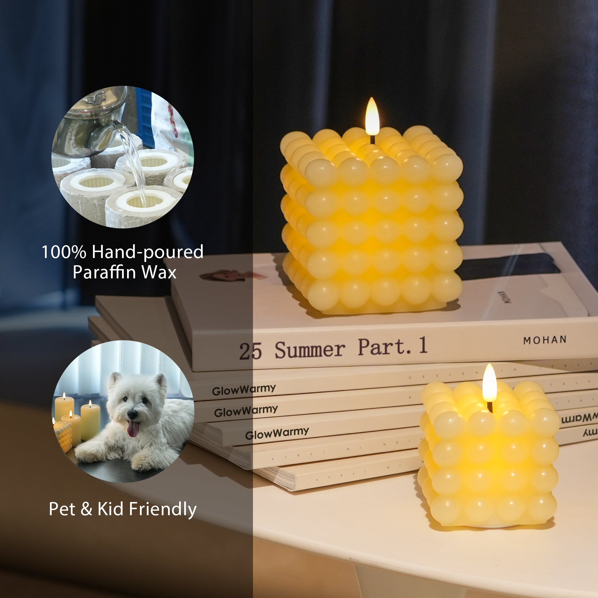 Cube Bubble Candles – Set of 2