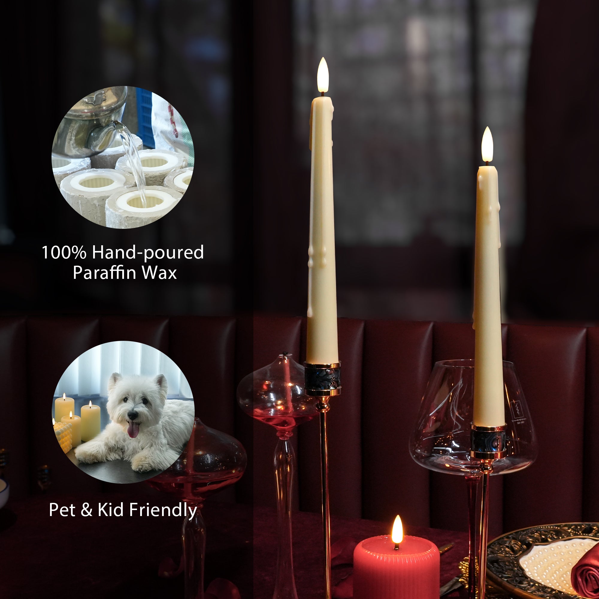 Wax Drip Flameless Taper Candles