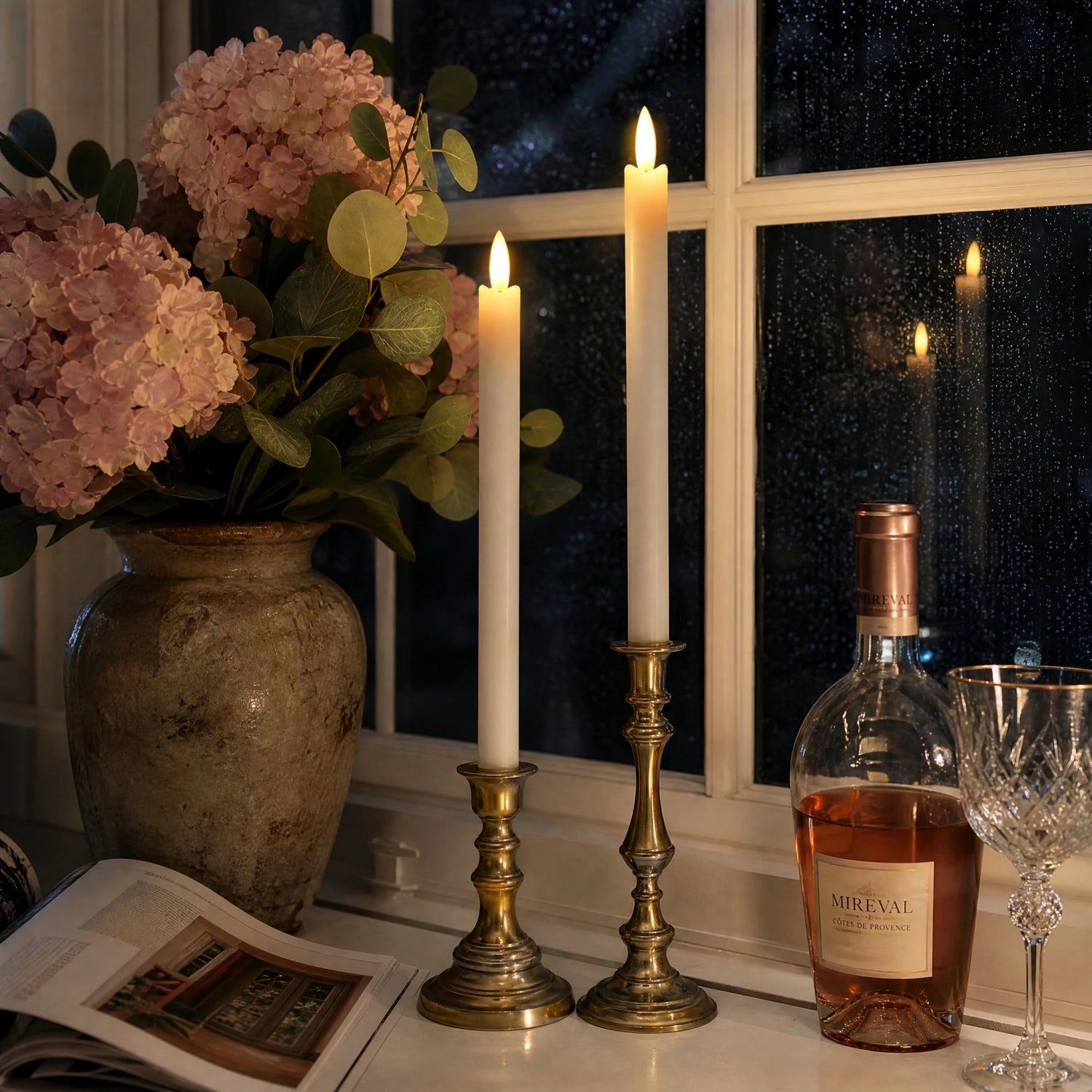Wave Flameless Taper Candles 11.5"