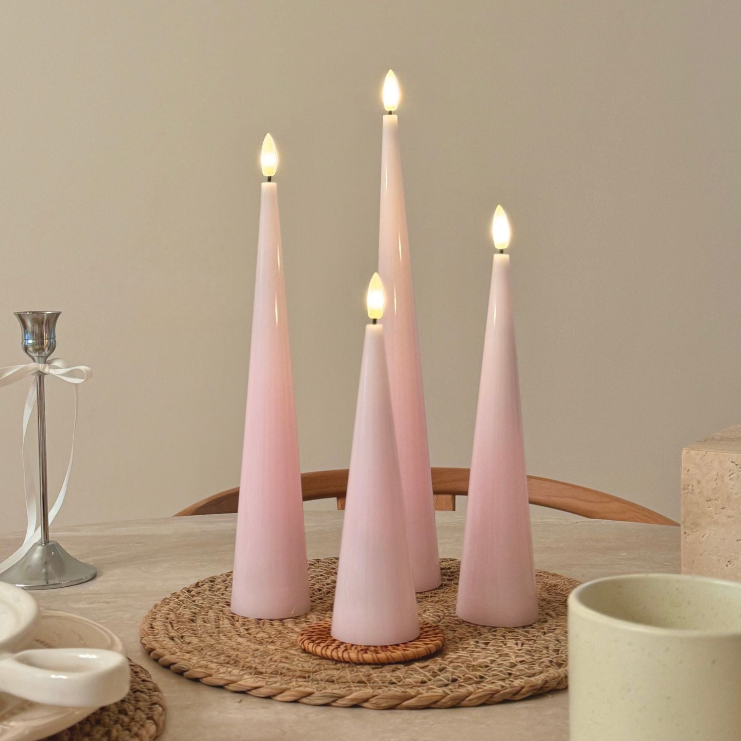 Shiny Cone Candles – Set of 4