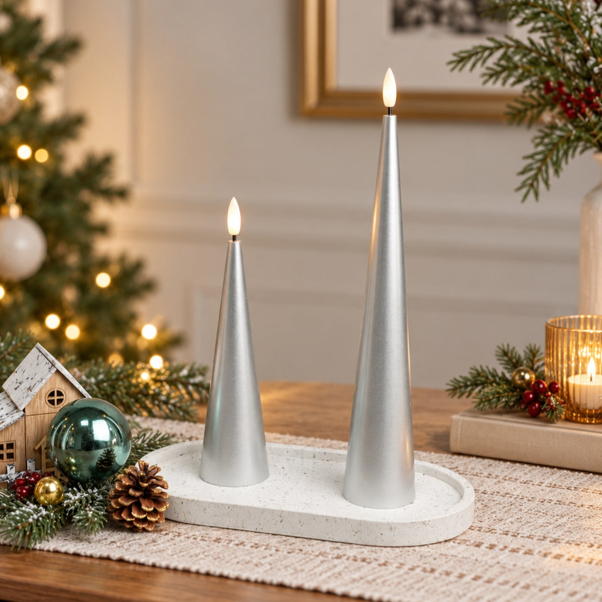 Shiny Cone Candles – Set of 2