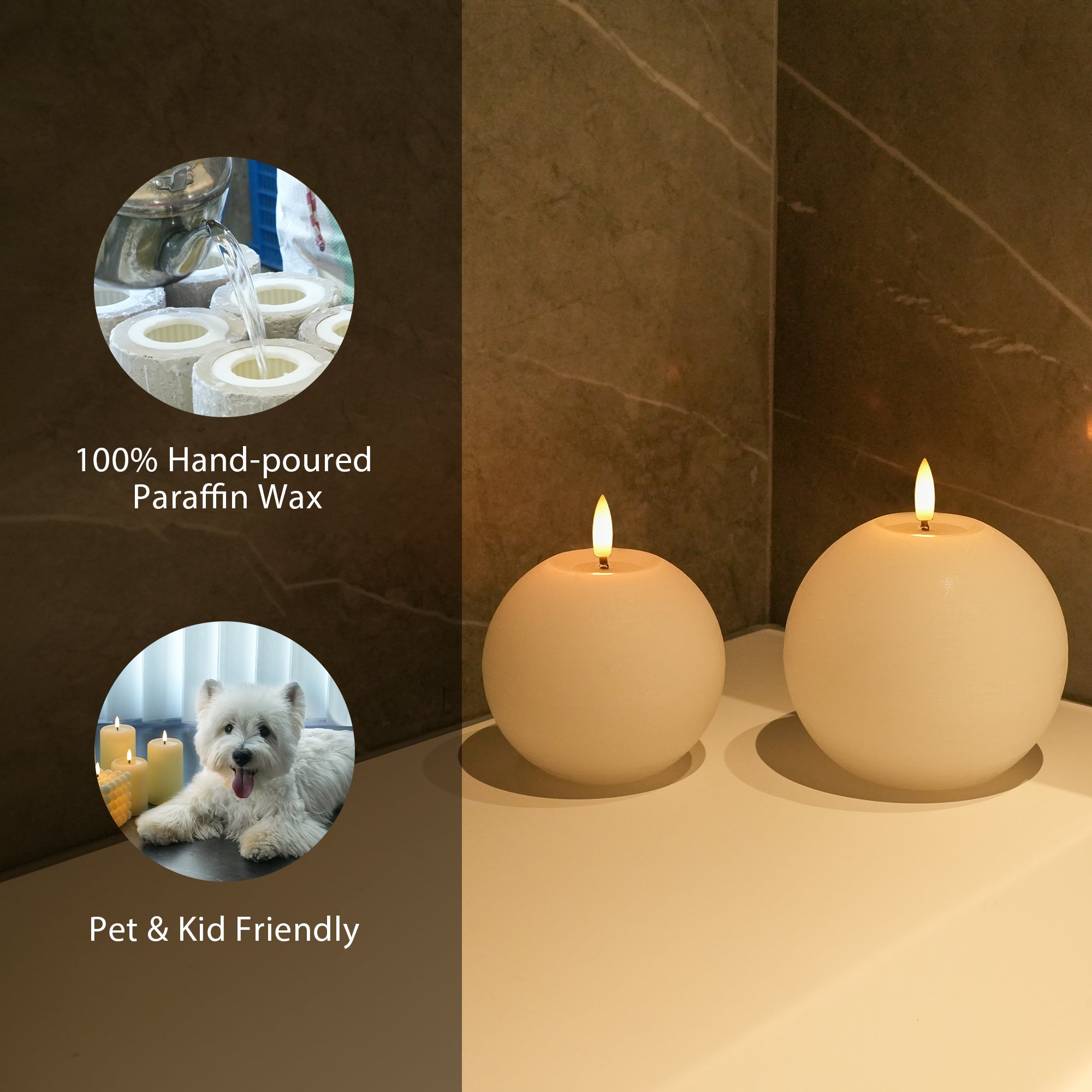 Rustic Sphere Candles – Set of 2