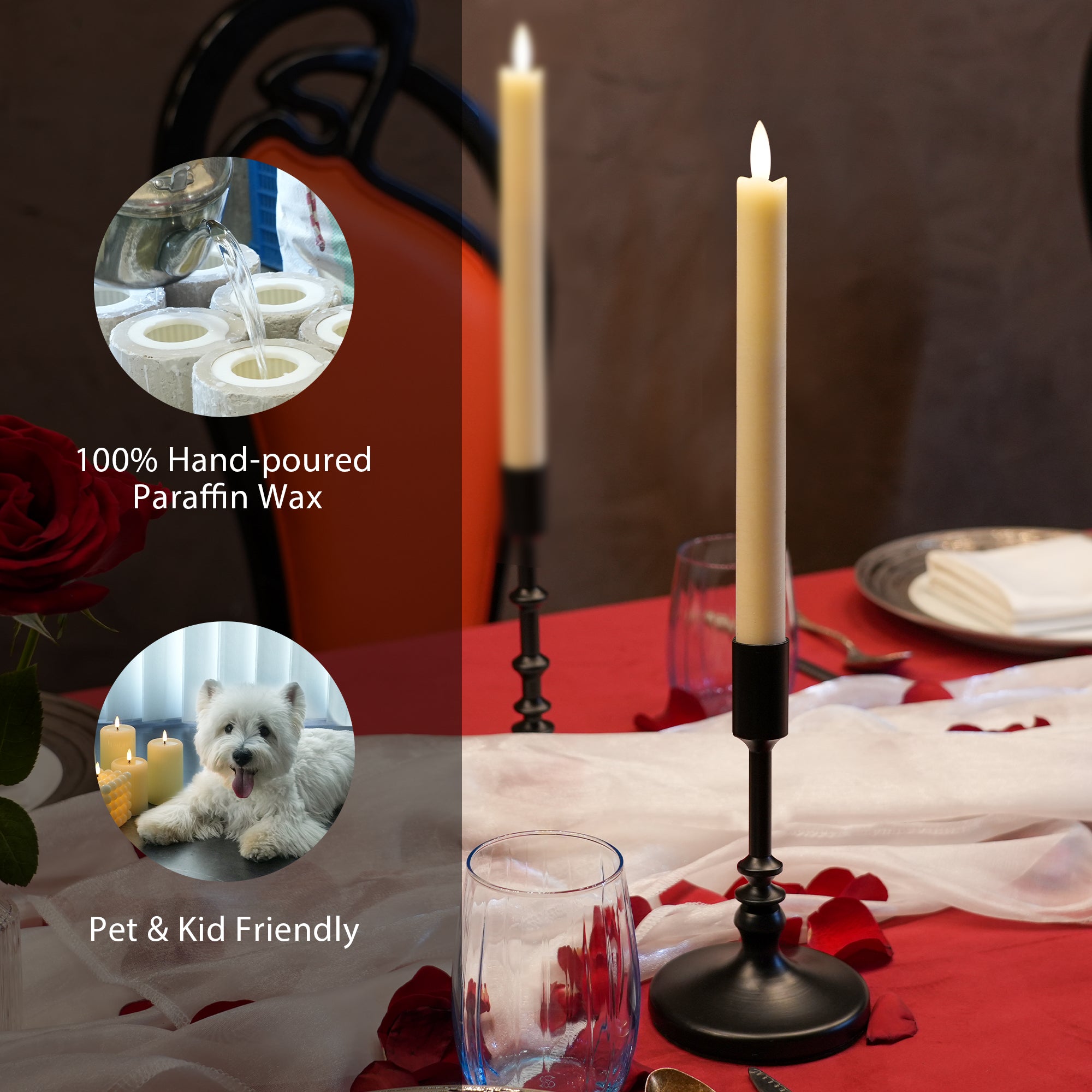 Wave Flameless Taper Candles White